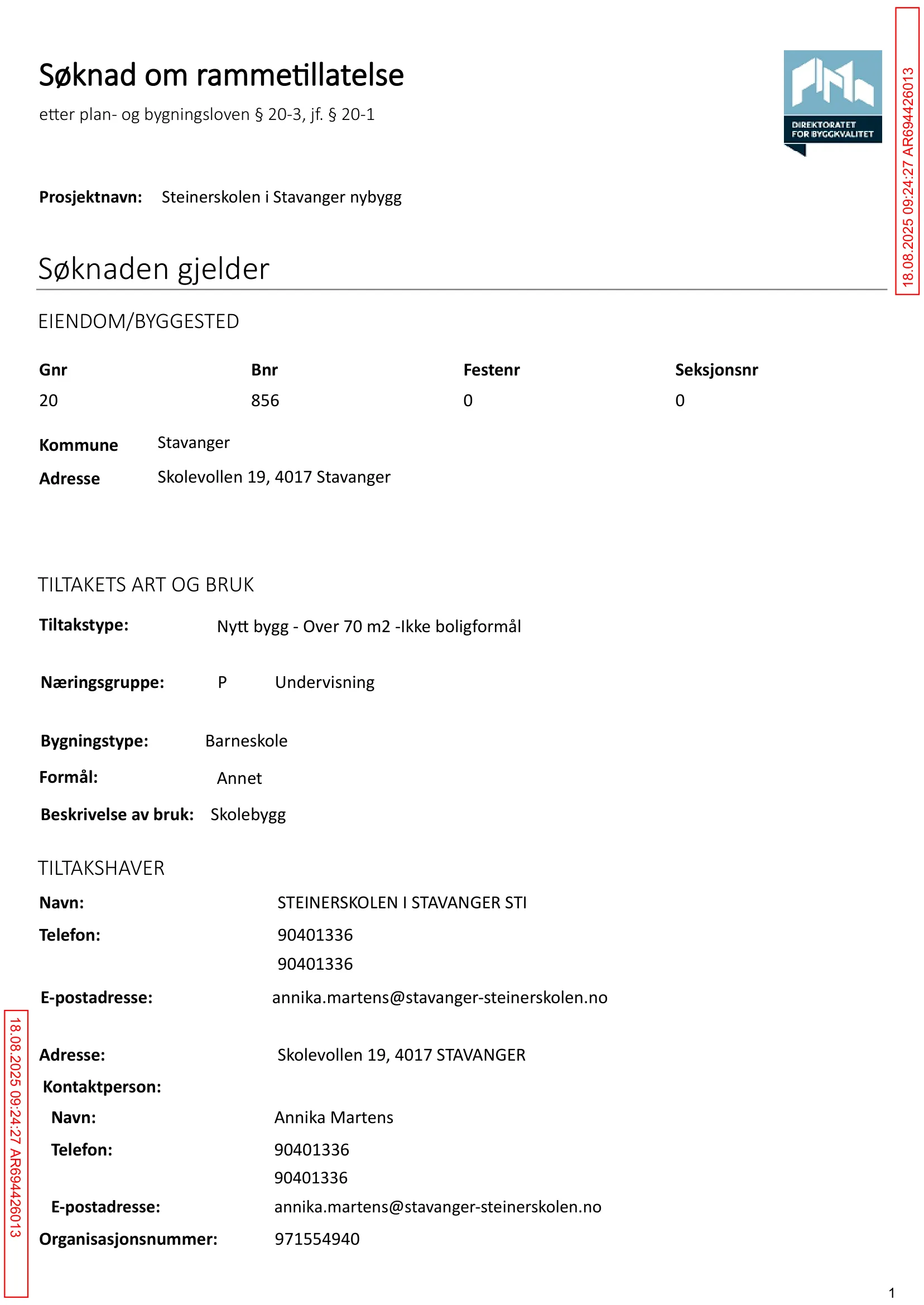 Søknad om rammetillatelse