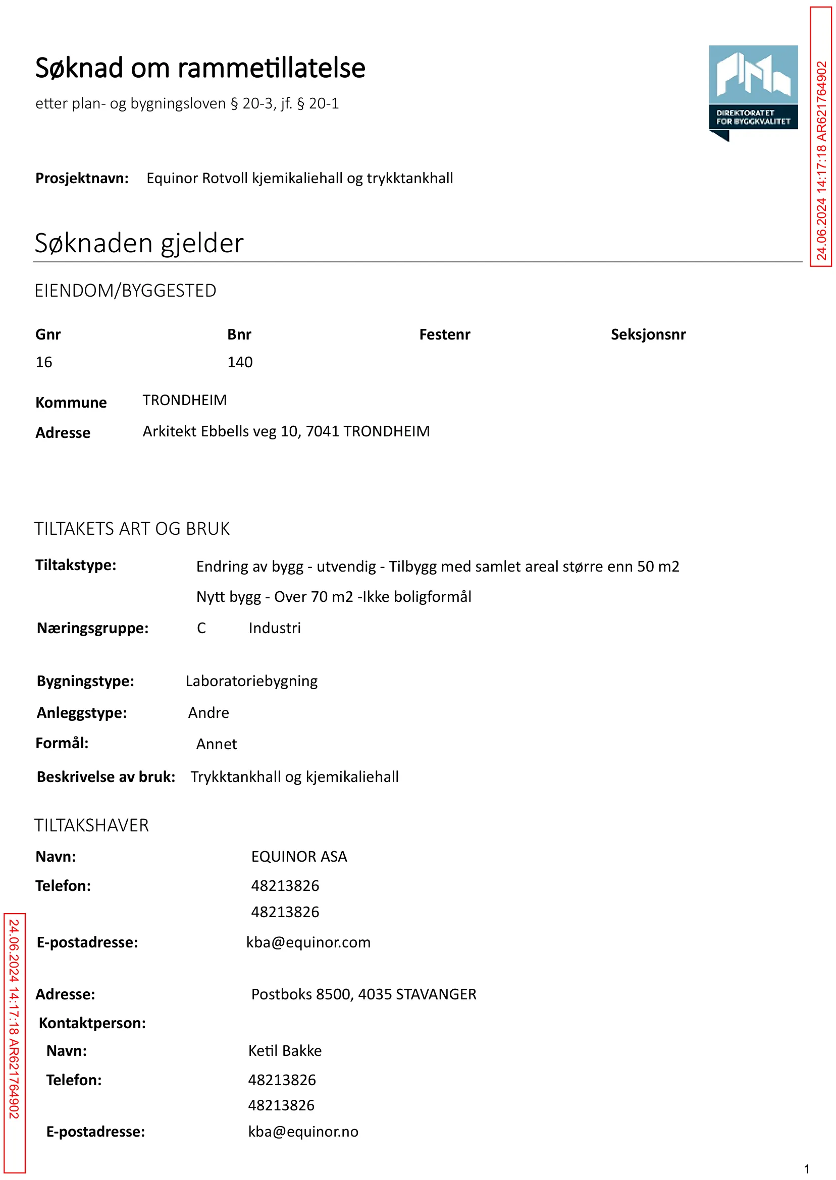 Søknad om rammetillatelse