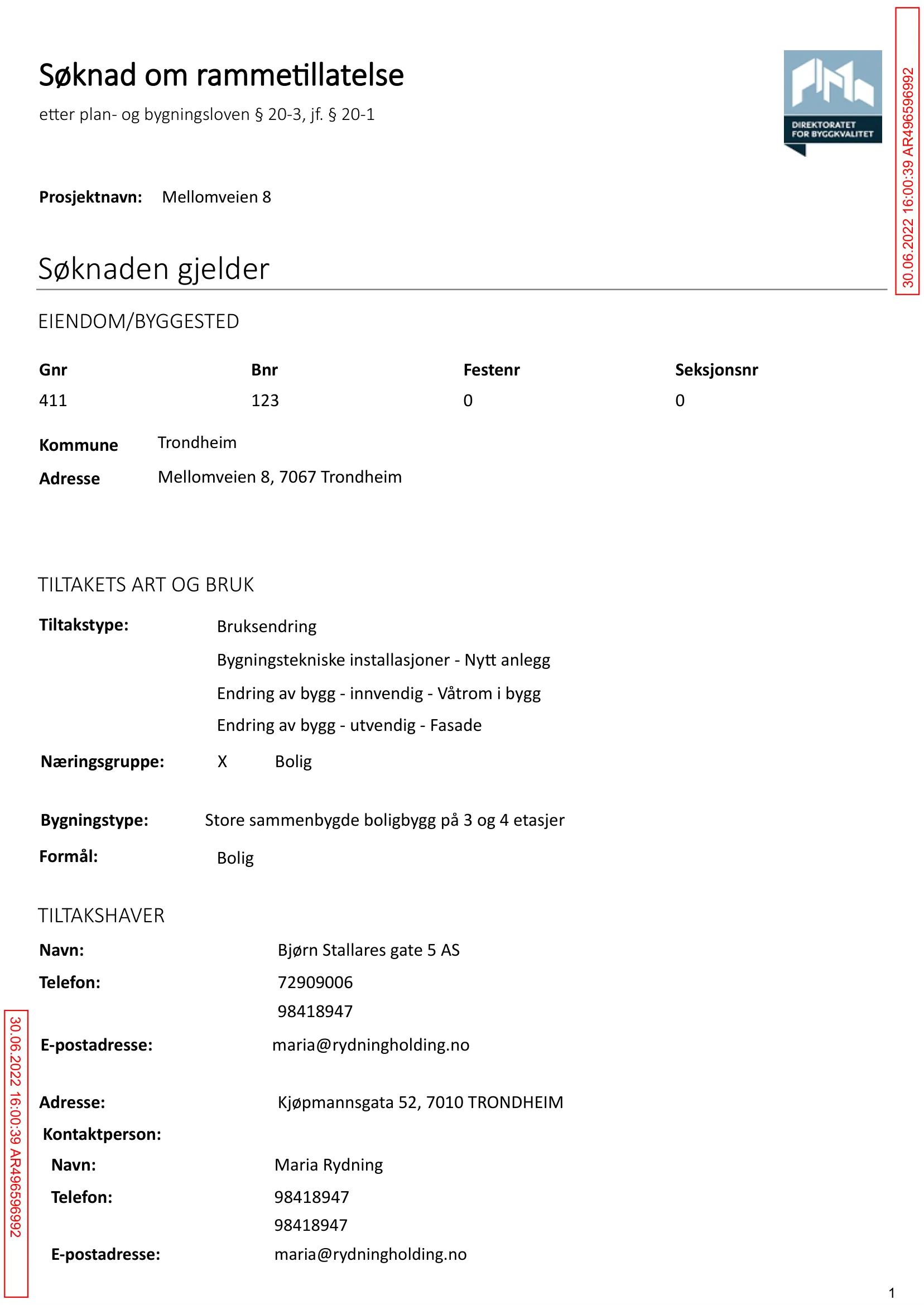 Søknad om rammetillatelse
