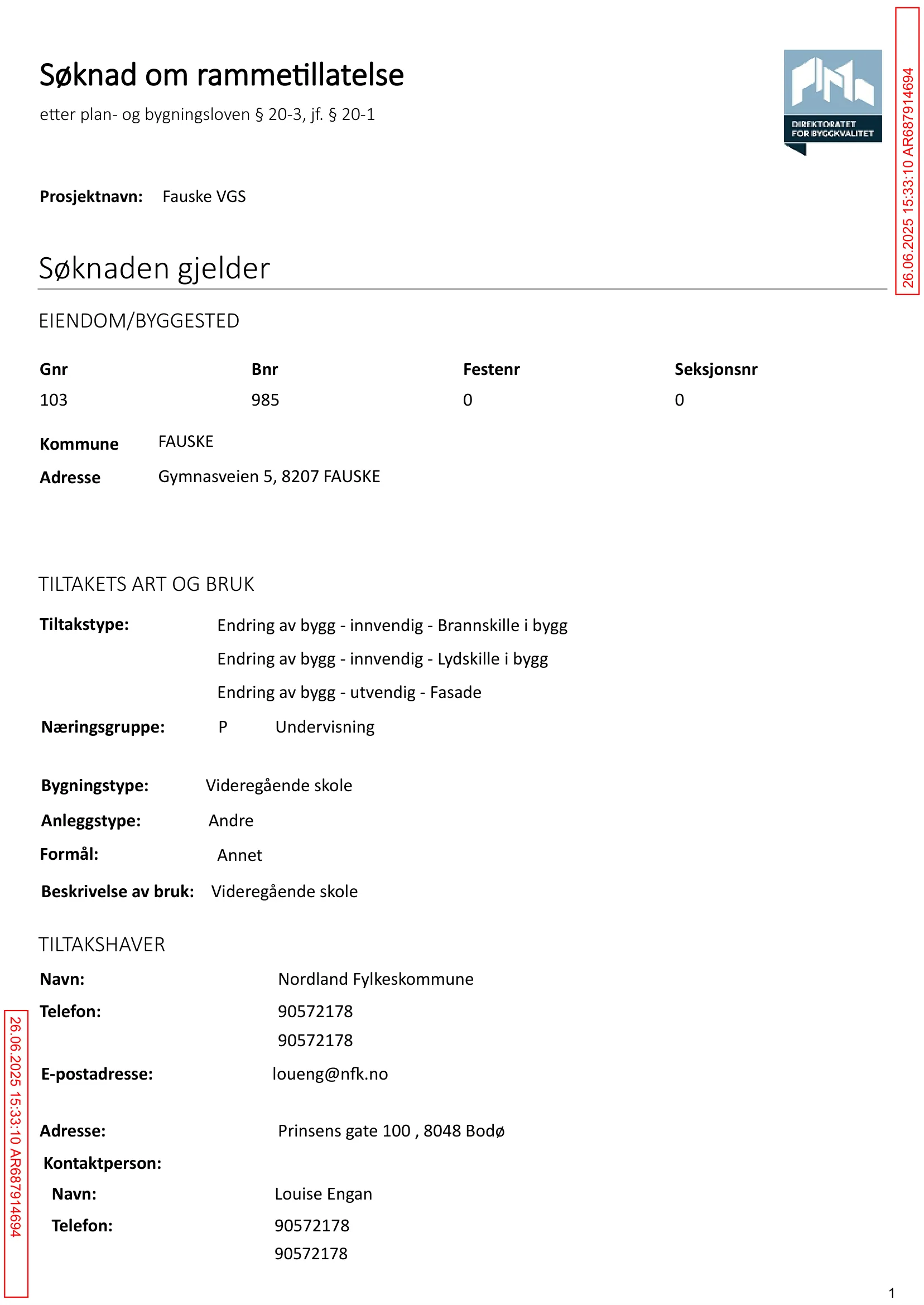 Søknad om rammetillatelse