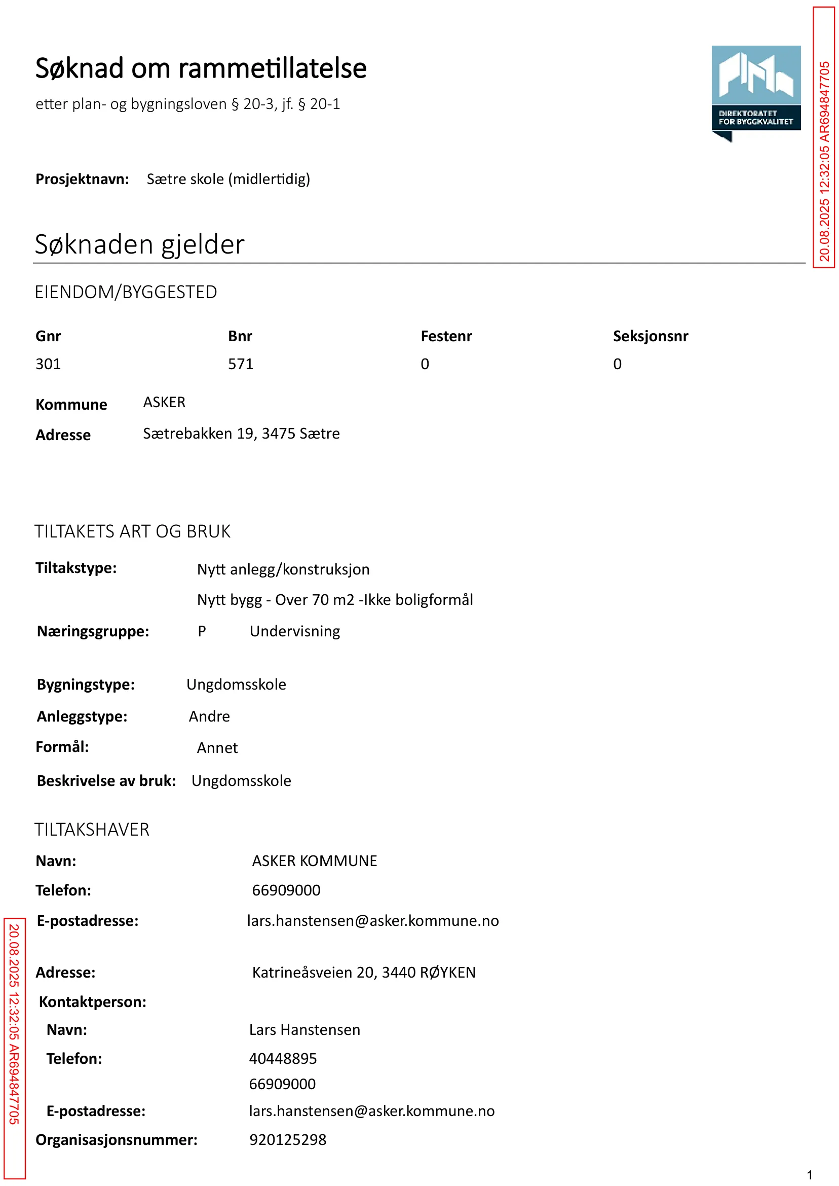 Søknad om rammetillatelse