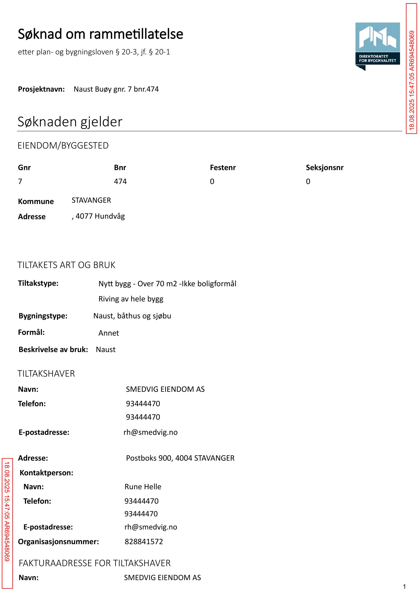 Søknad om rammetillatelse