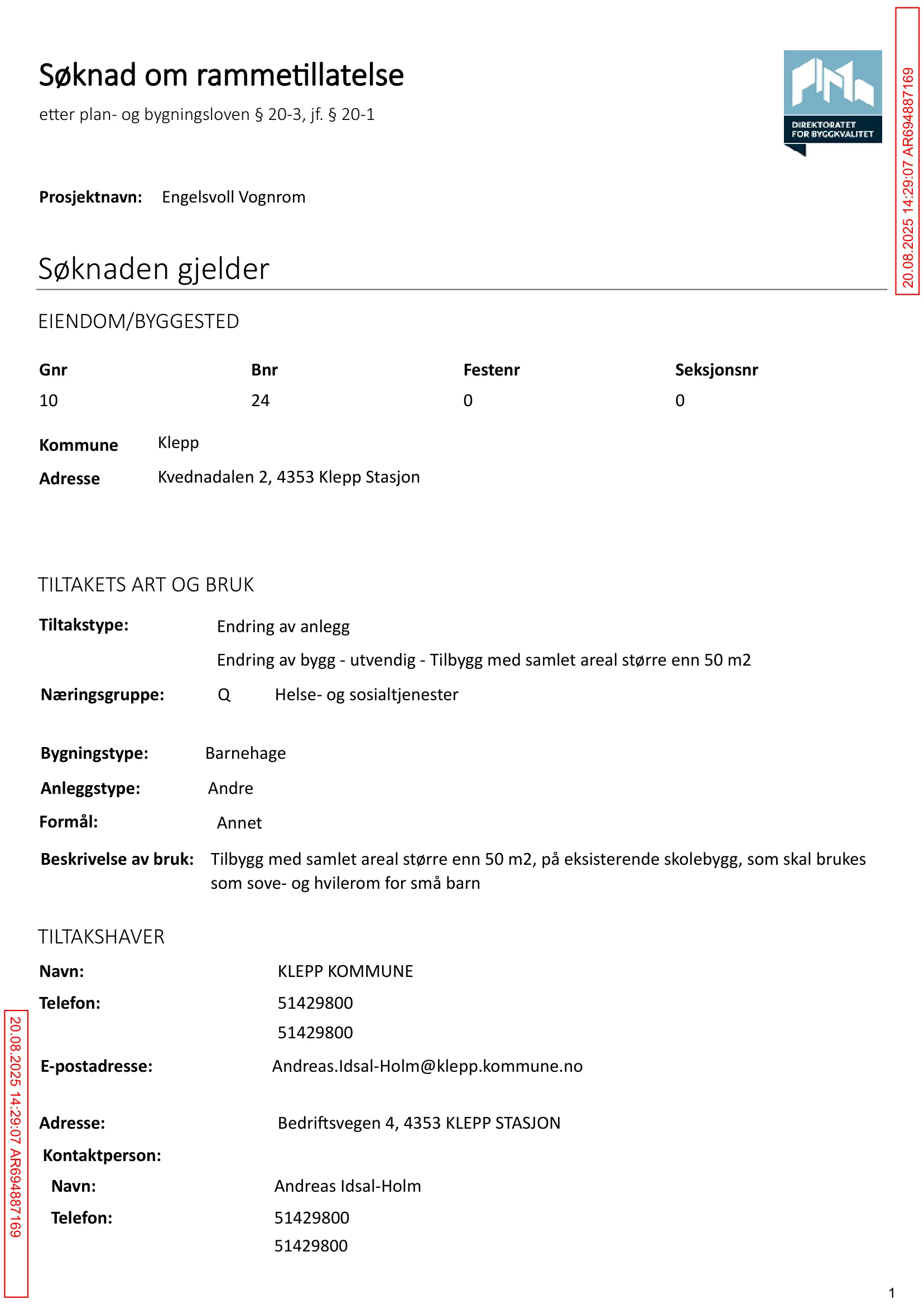 Søknad om rammetillatelse