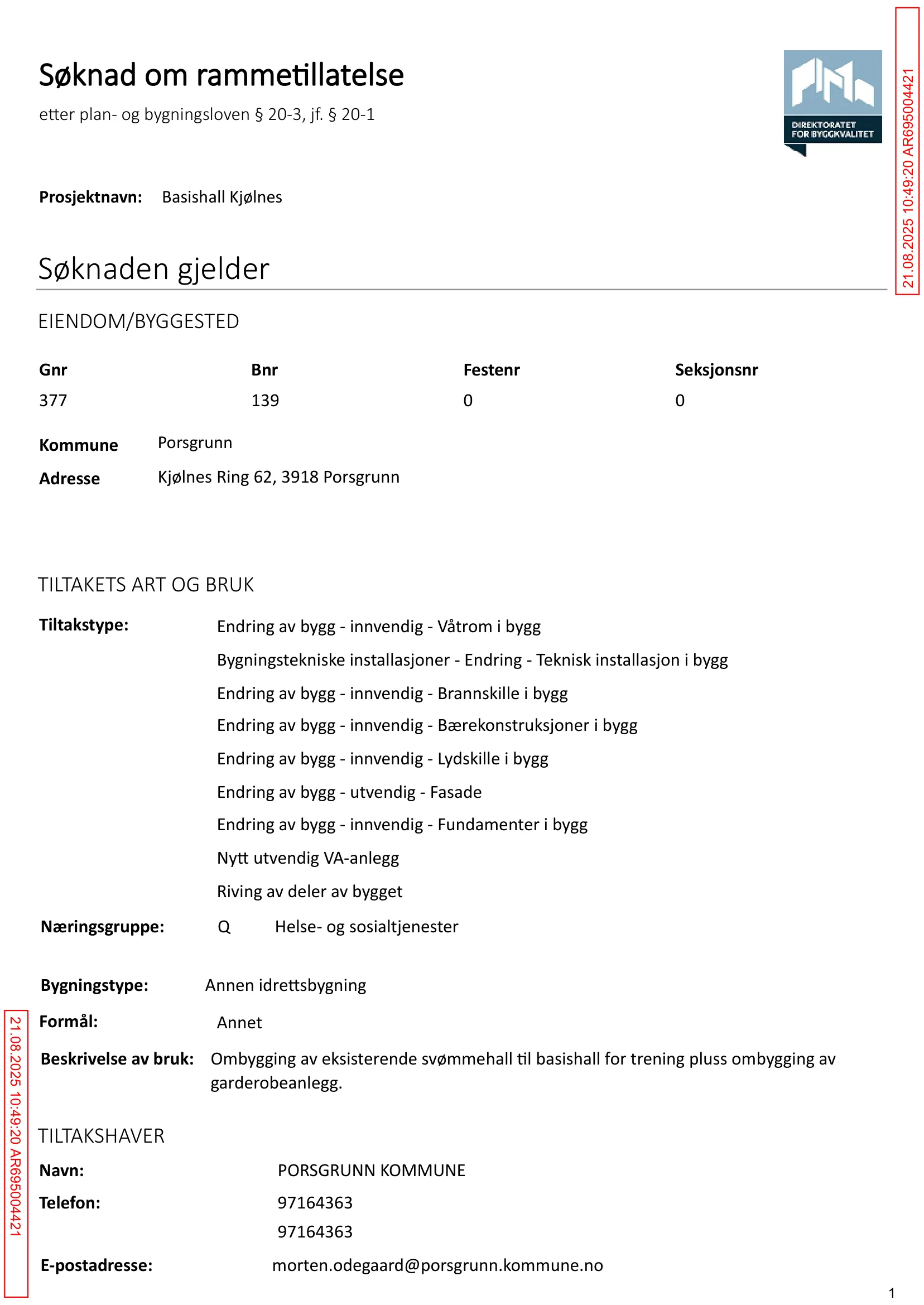 Søknad om rammetillatelse