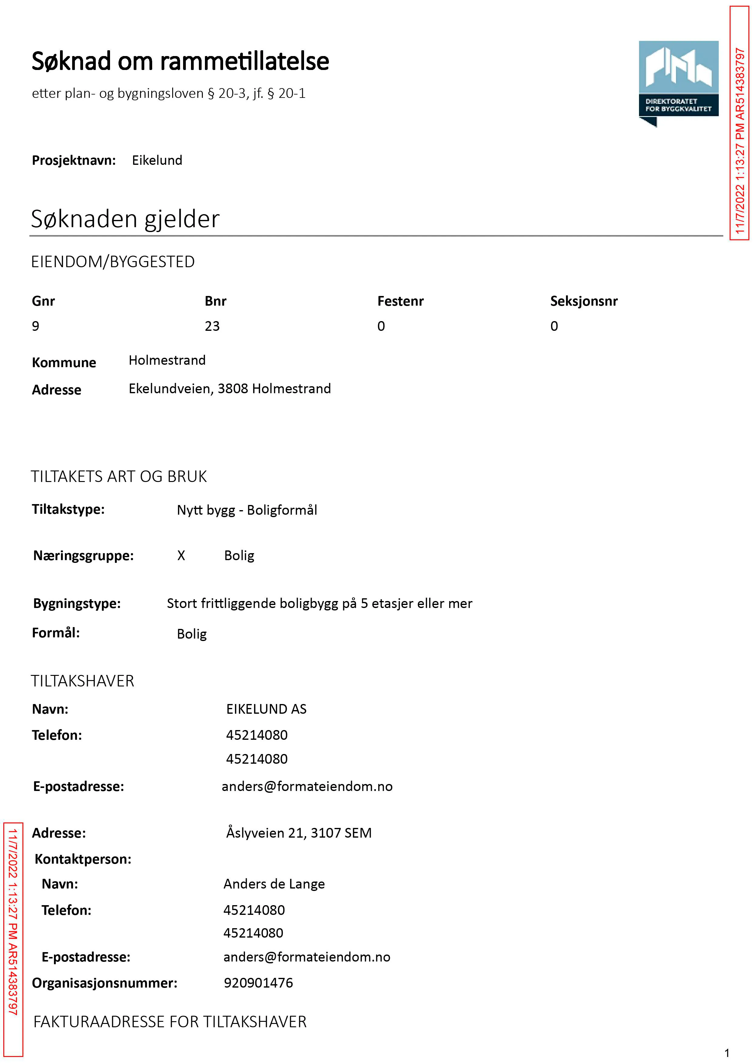 Søknad om rammetillatelse