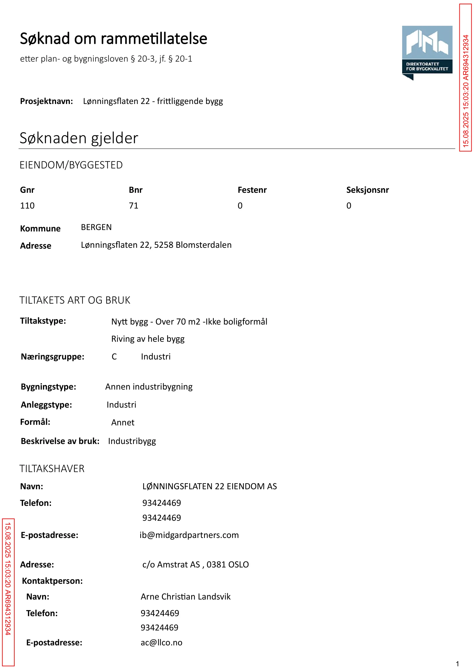 Søknad om rammetillatelse