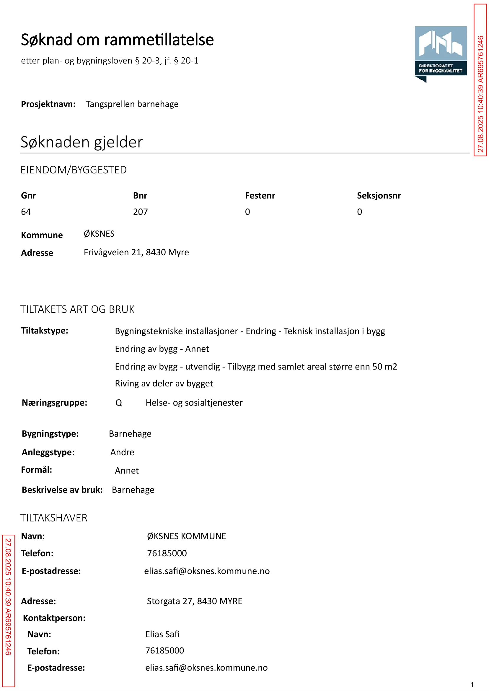 Søknad om rammetillatelse