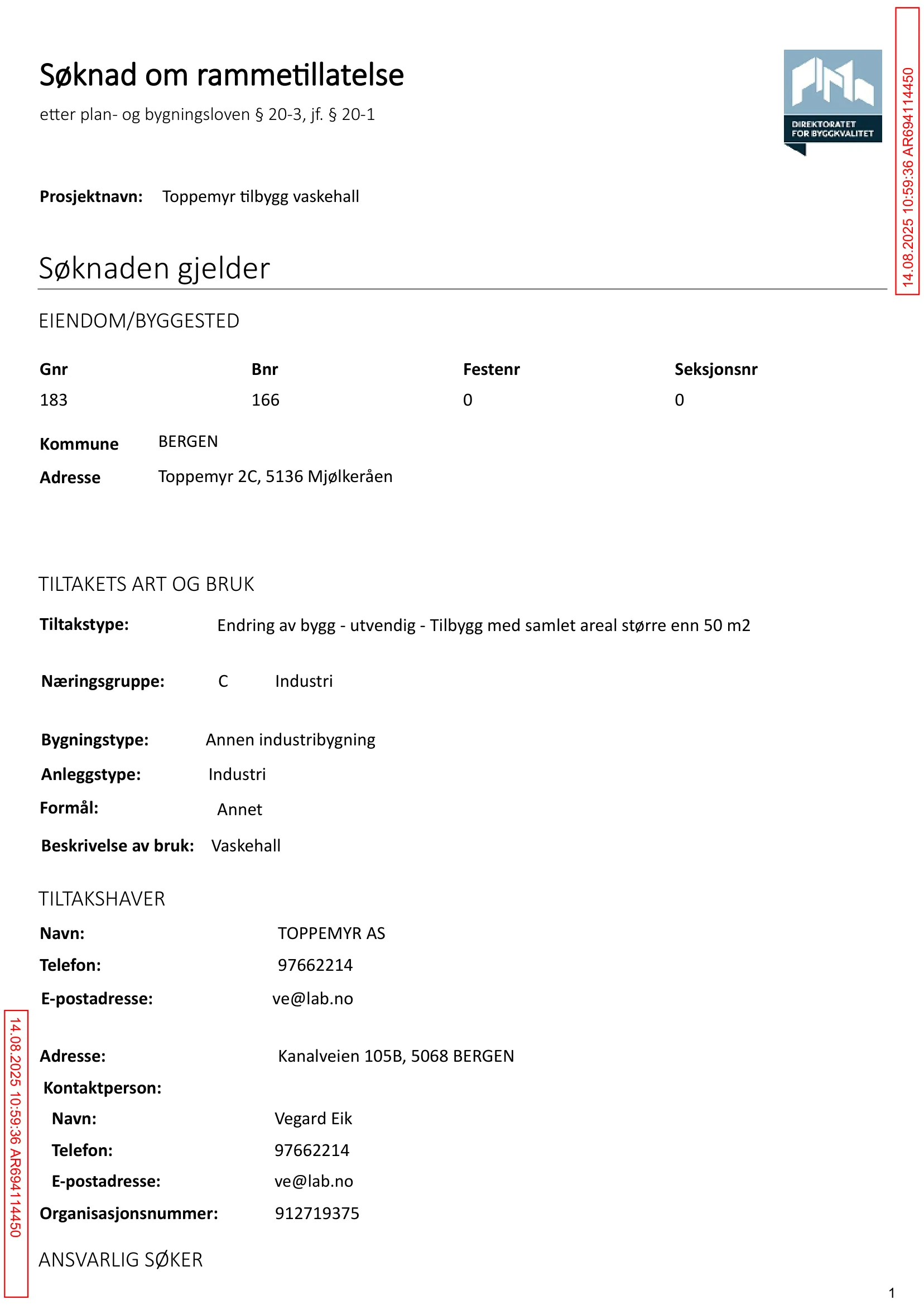 Søknad om rammetillatelse
