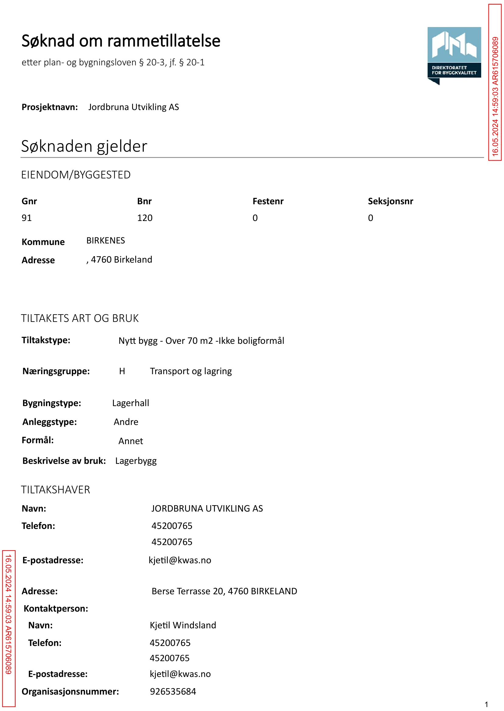 Søknad om rammetillatelse