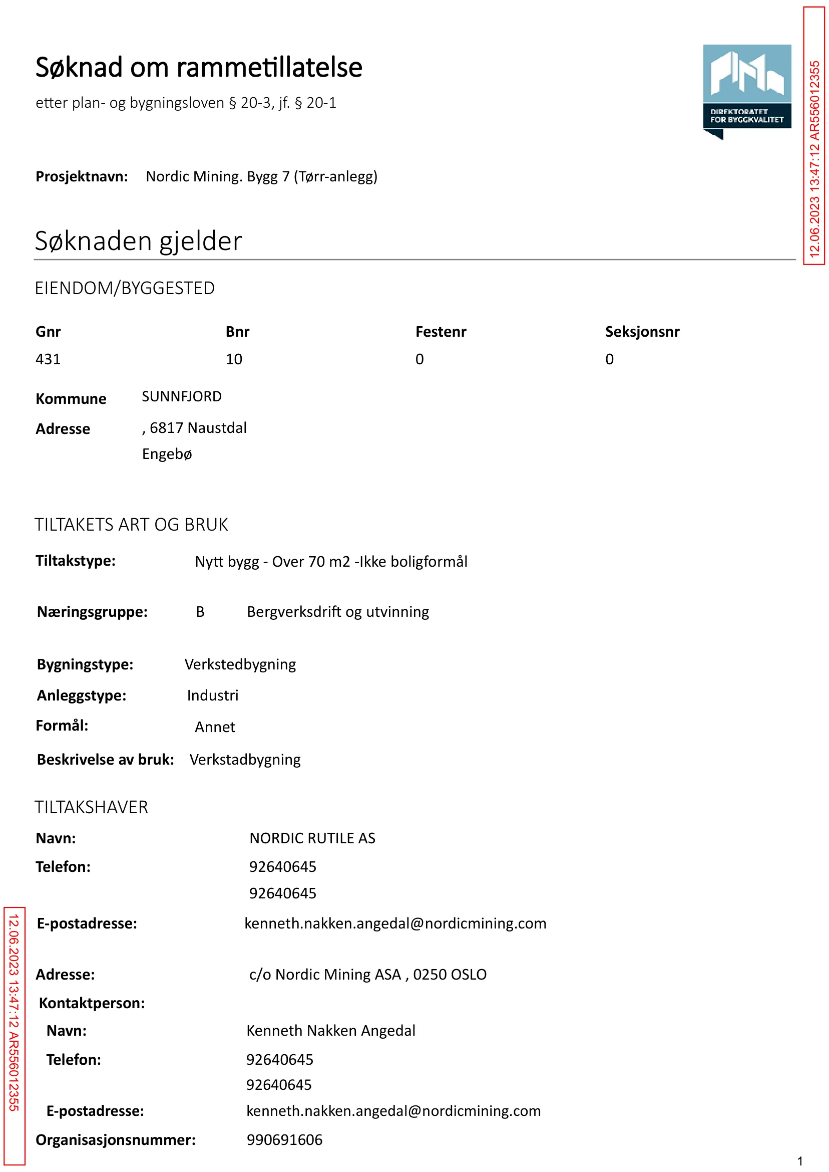 Søknad om rammetillatelse