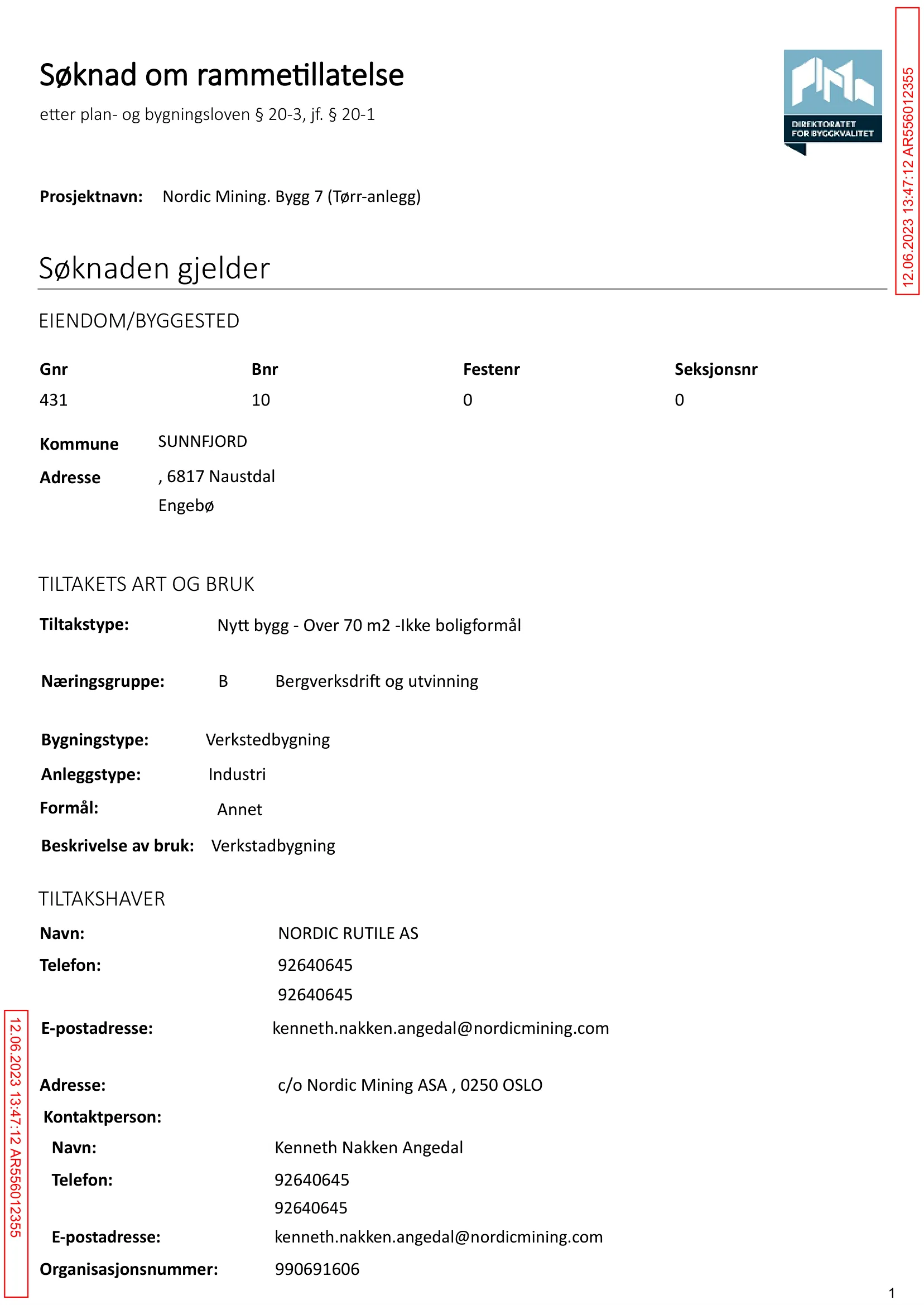 Søknad om rammetillatelse
