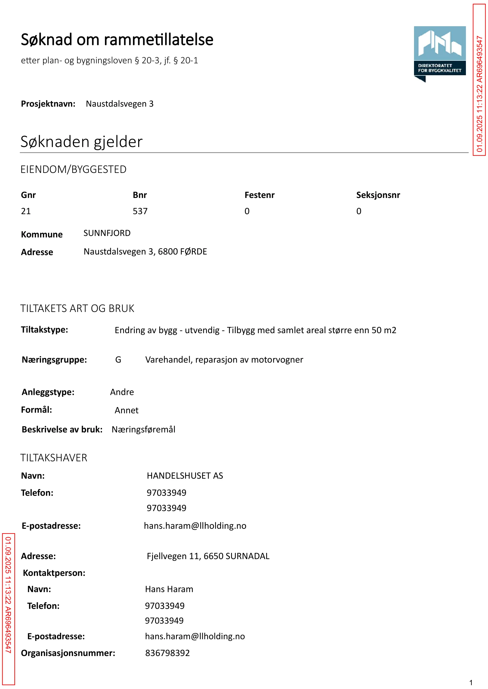 Søknad om rammetillatelse