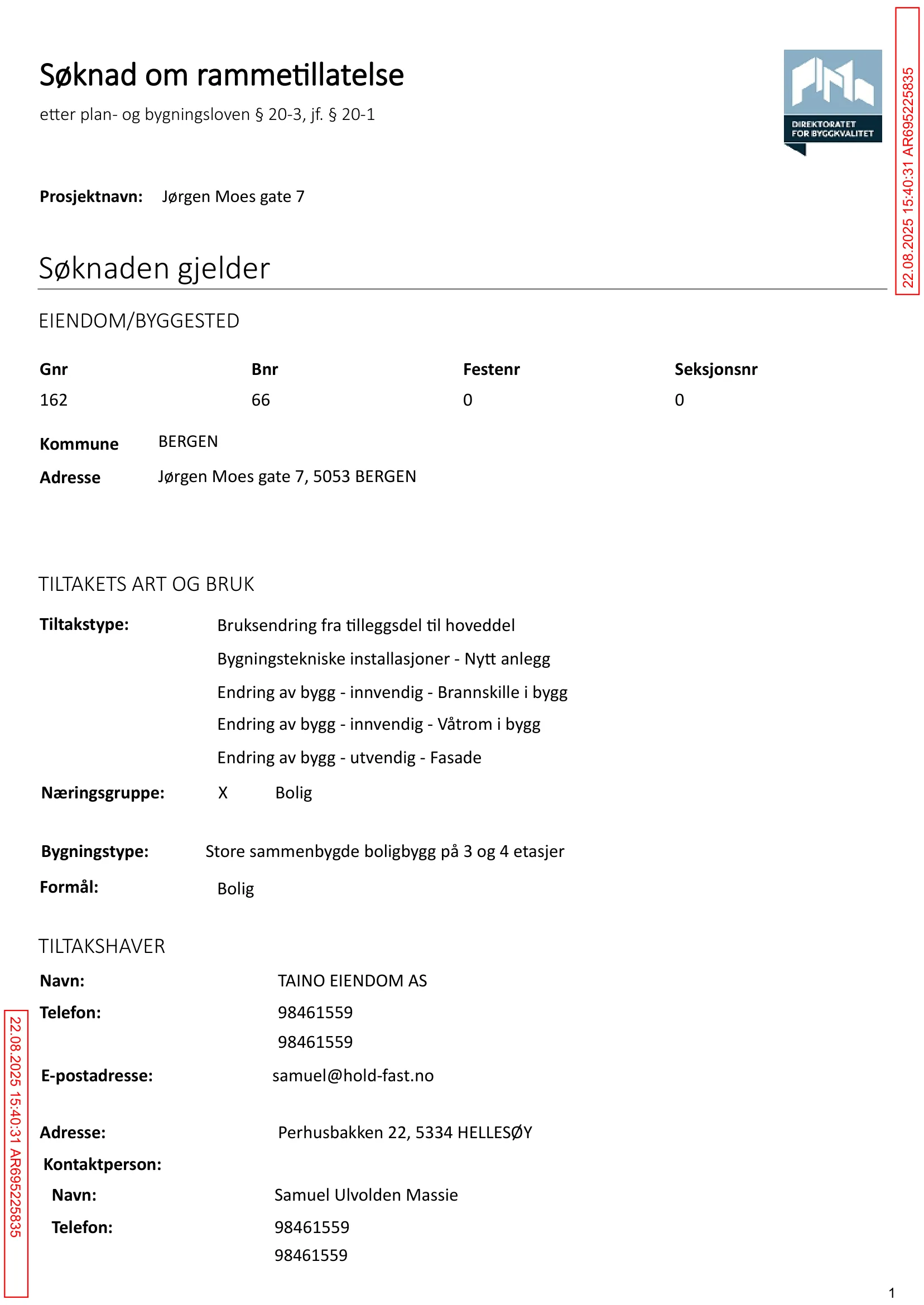 Søknad om rammetillatelse