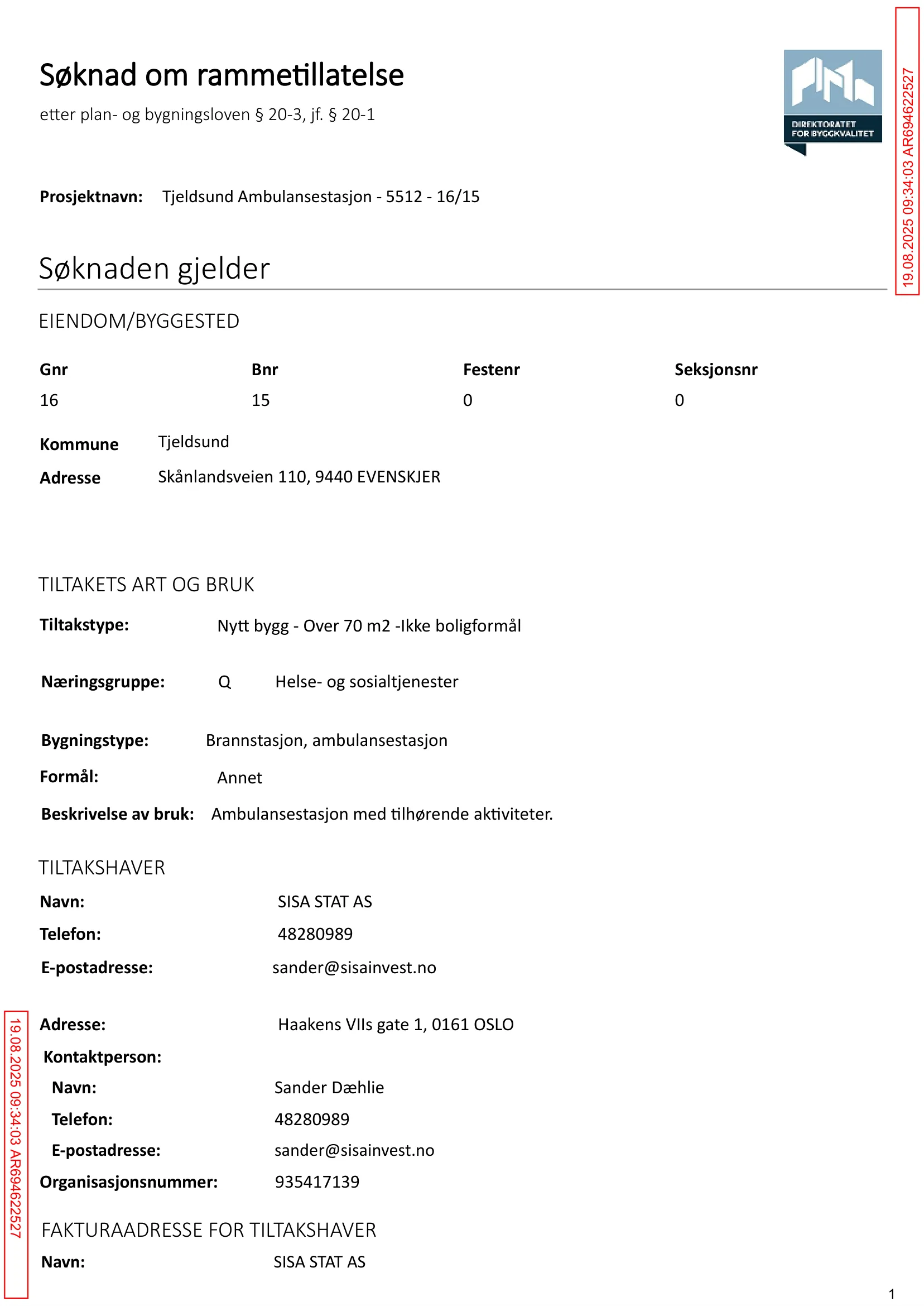Søknad om rammetillatelse