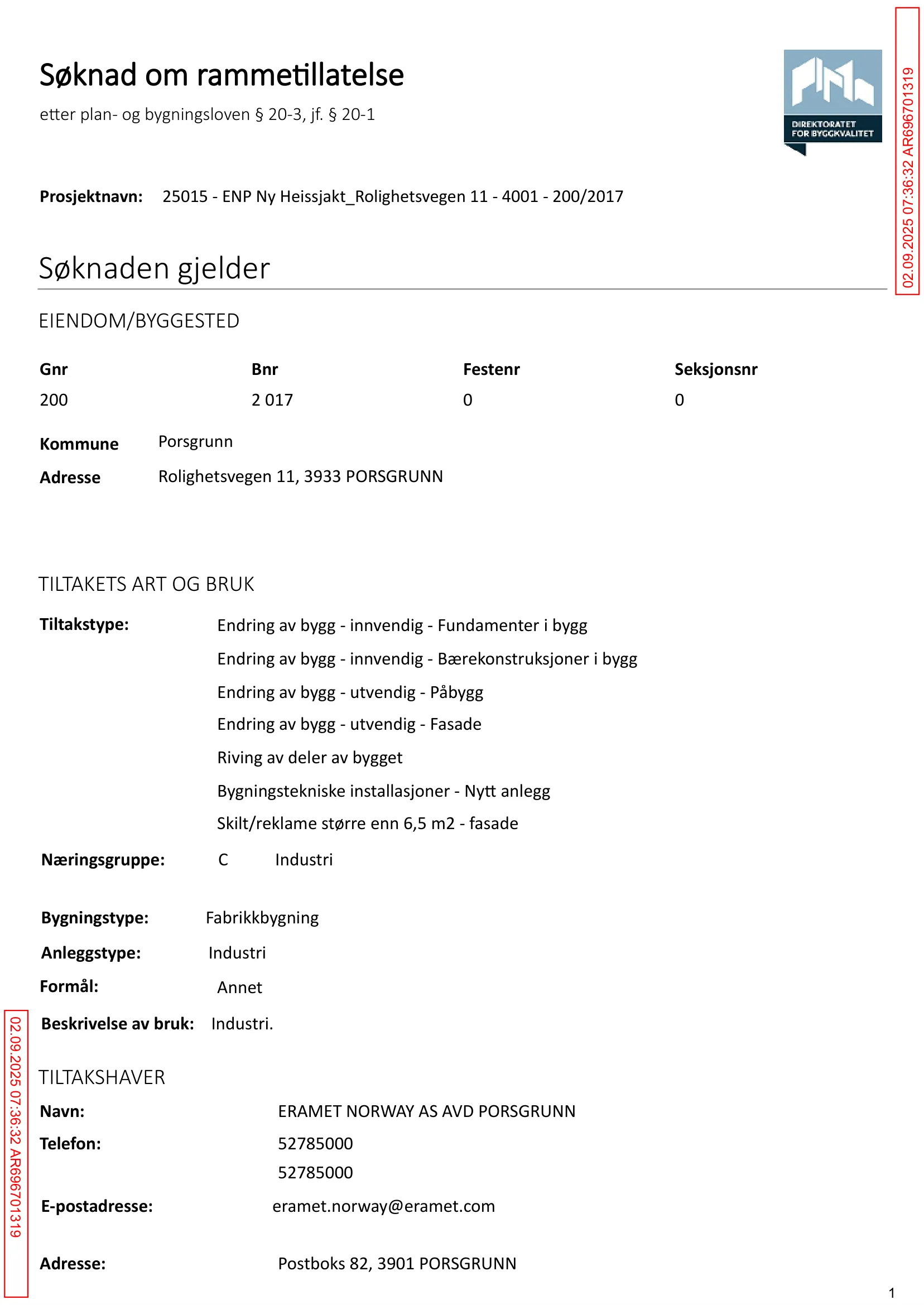 Søknad om rammetillatelse