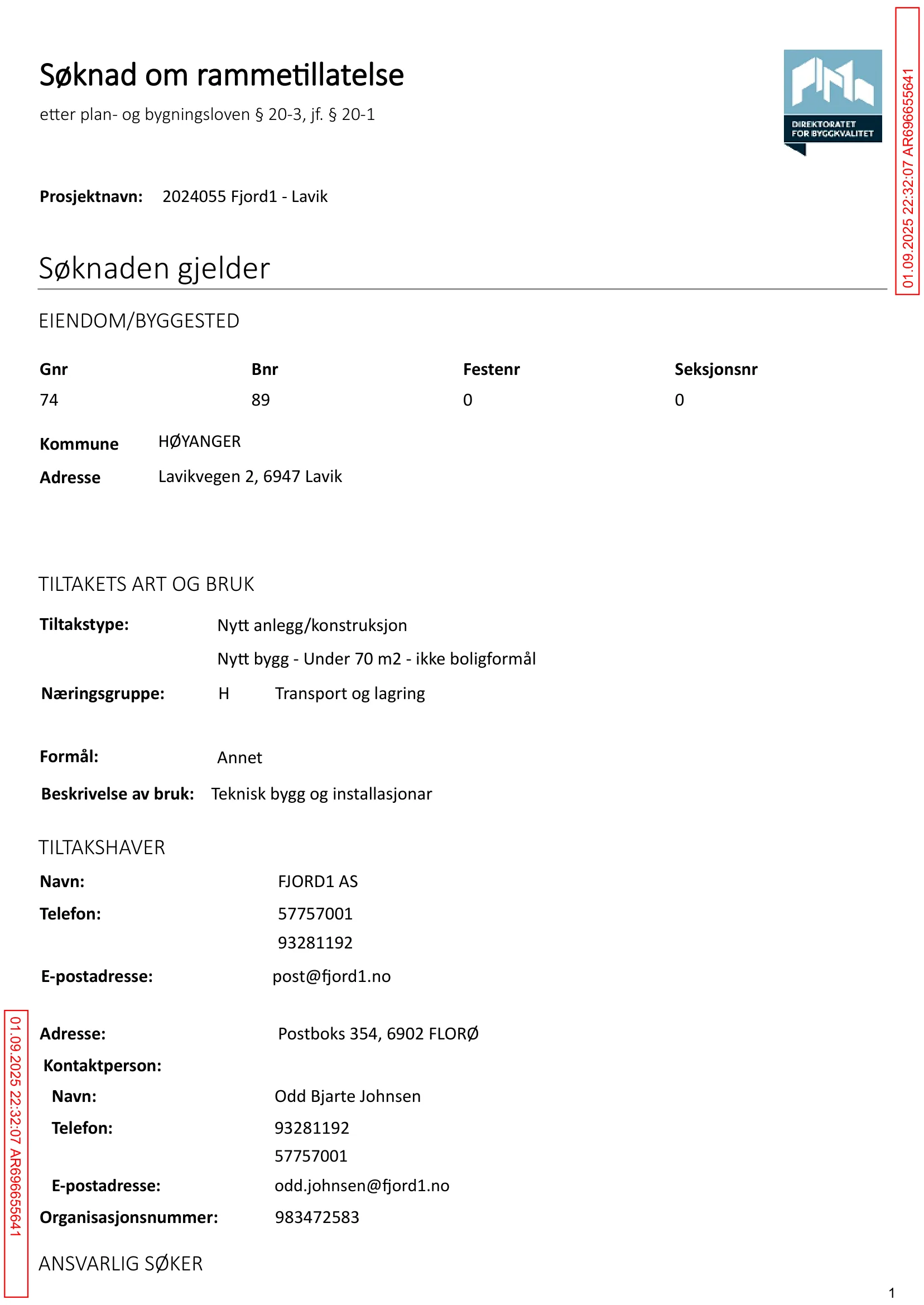 Søknad om rammetillatelse