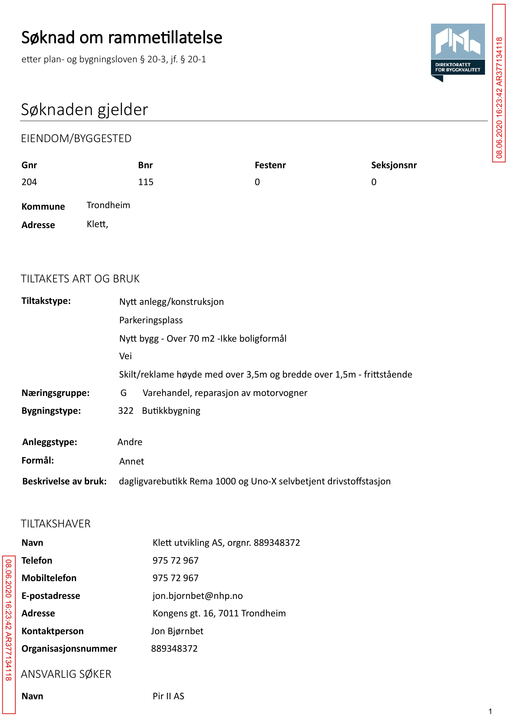 Søknad om rammetillatelse
