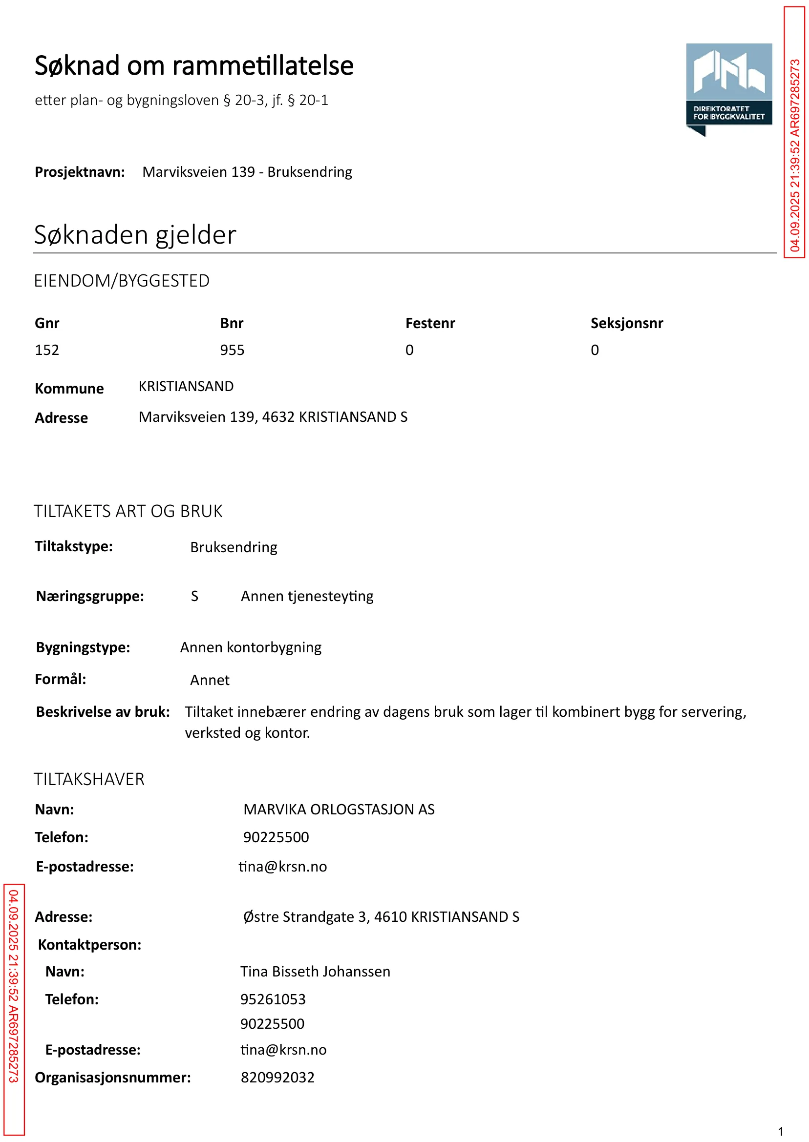 Søknad om rammetillatelse