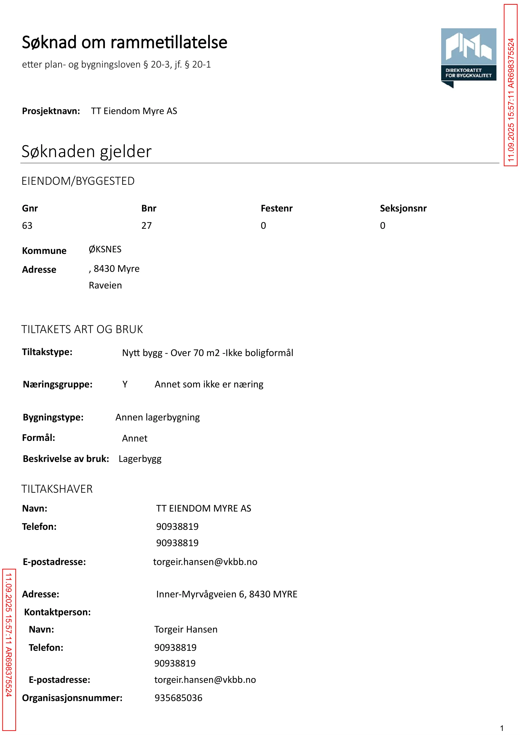 Søknad om rammetillatelse