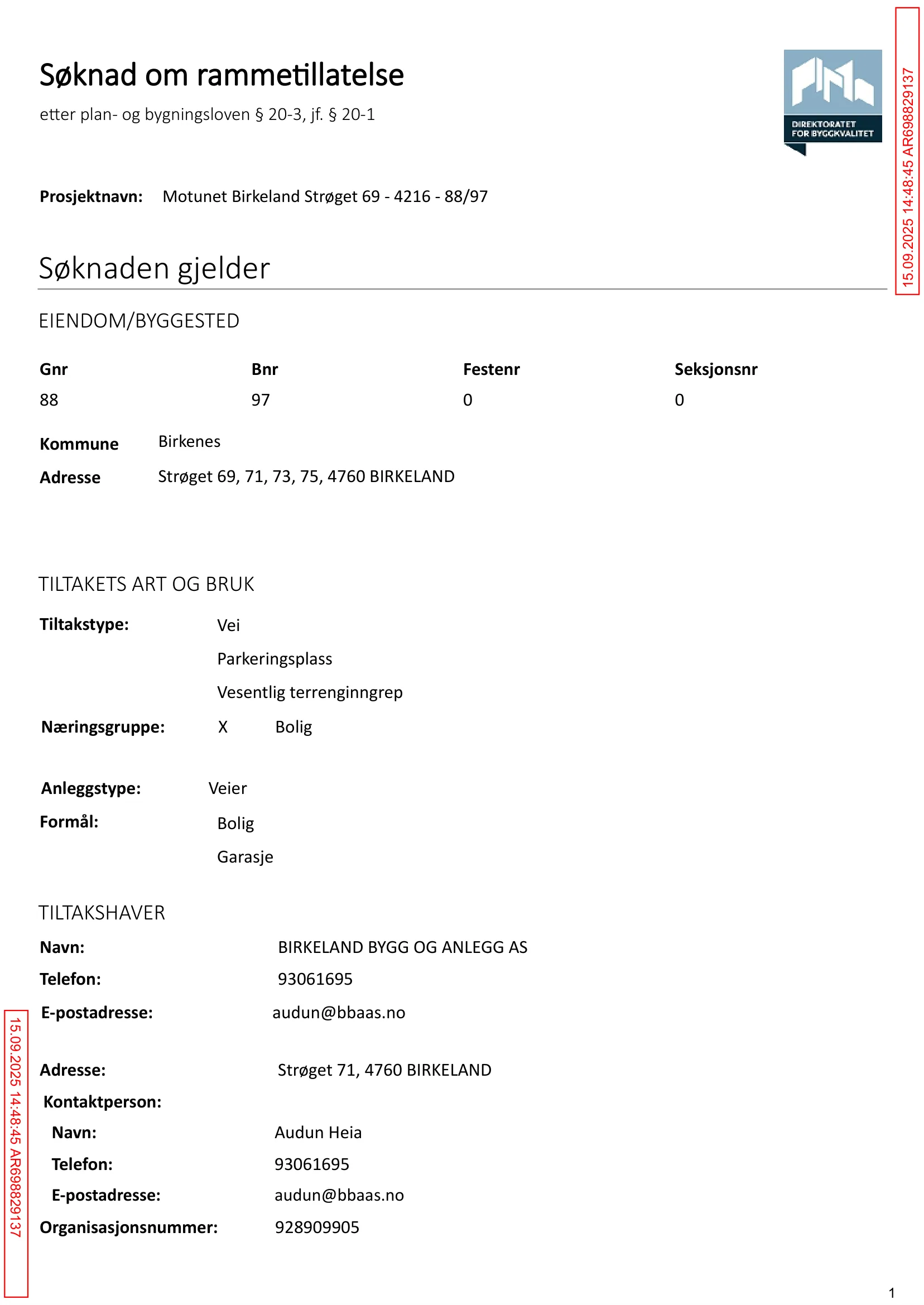 Søknad om rammetillatelse