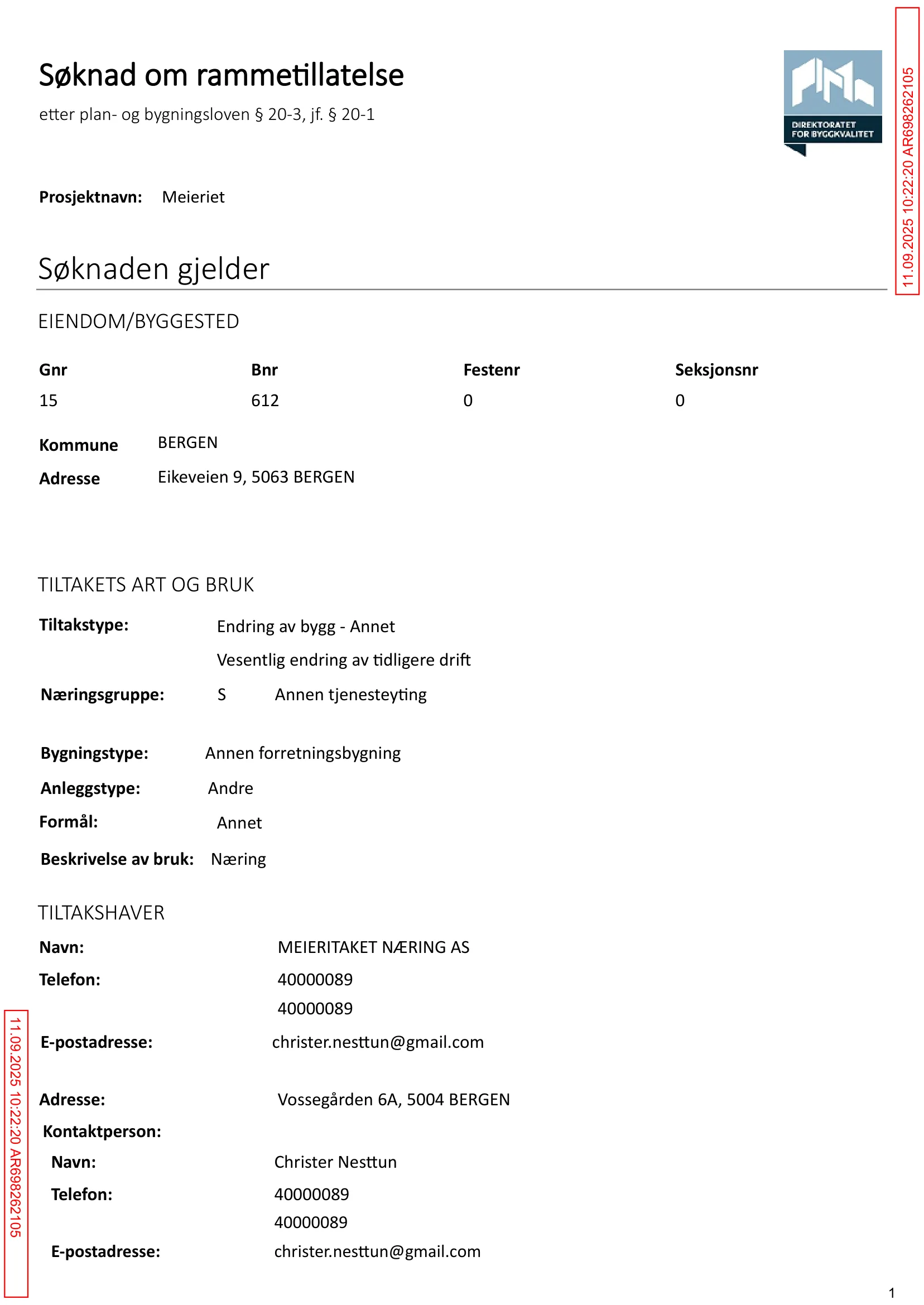 Søknad om rammetillatelse