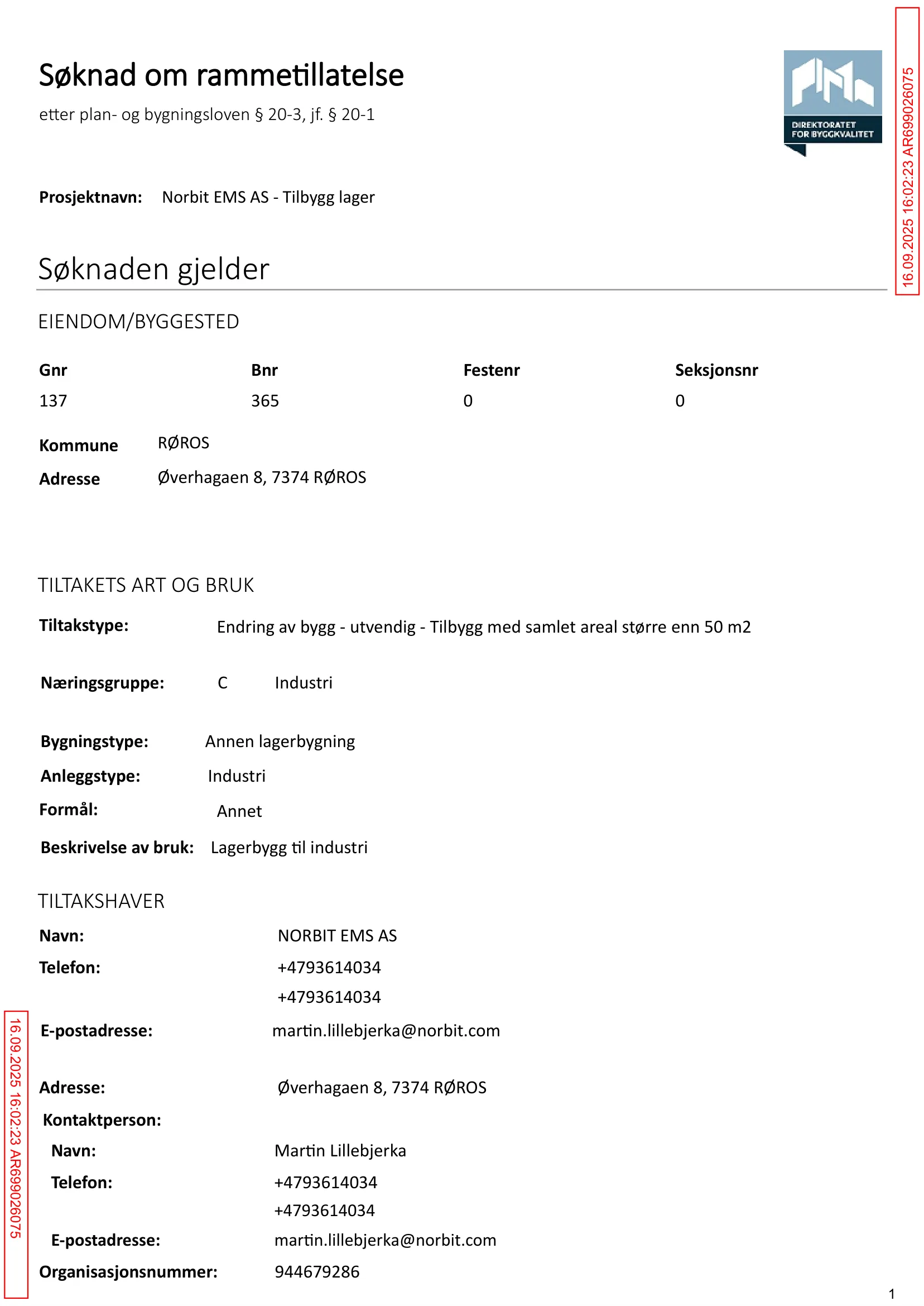 Søknad om rammetillatelse