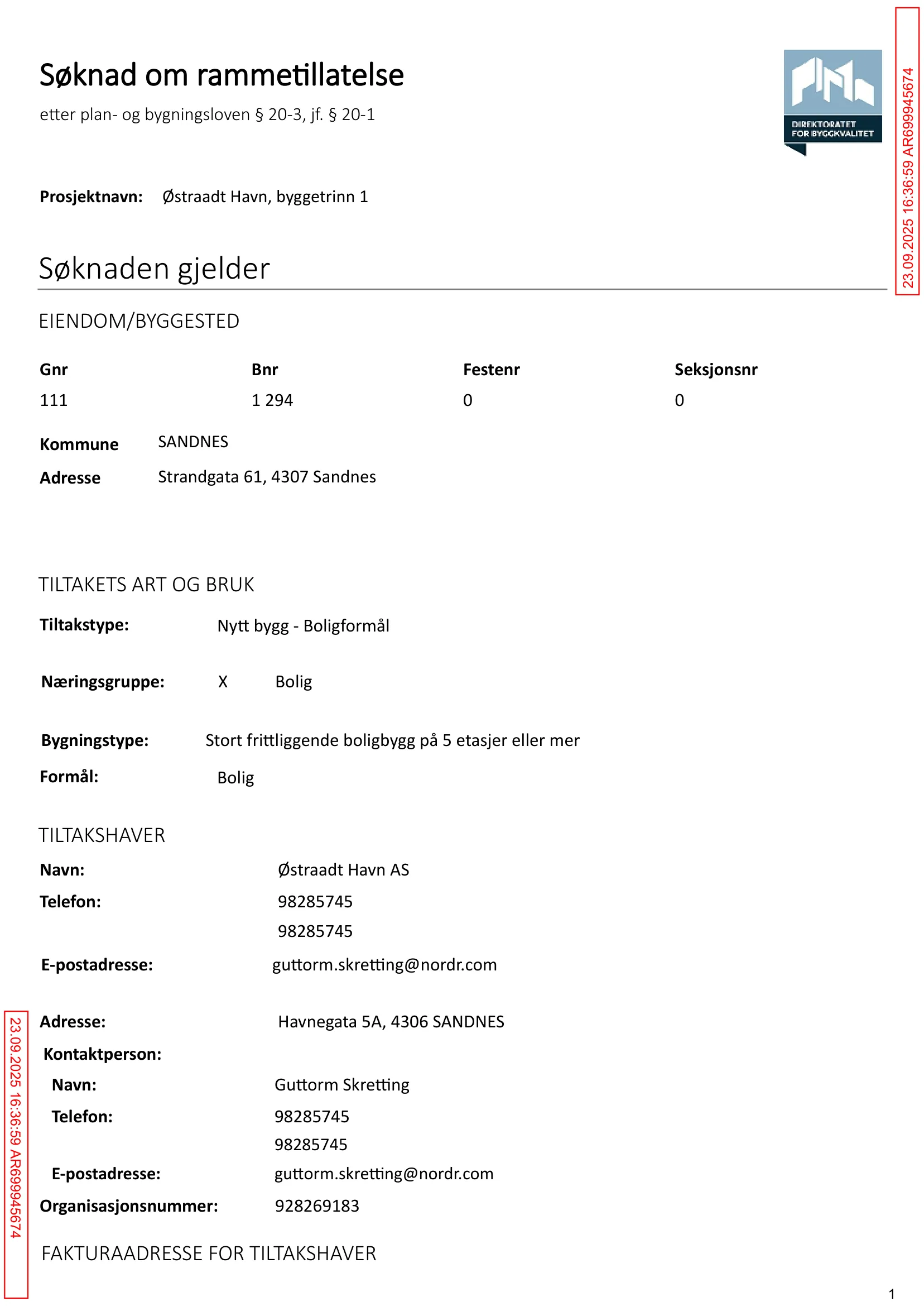 Søknad om rammetillatelse