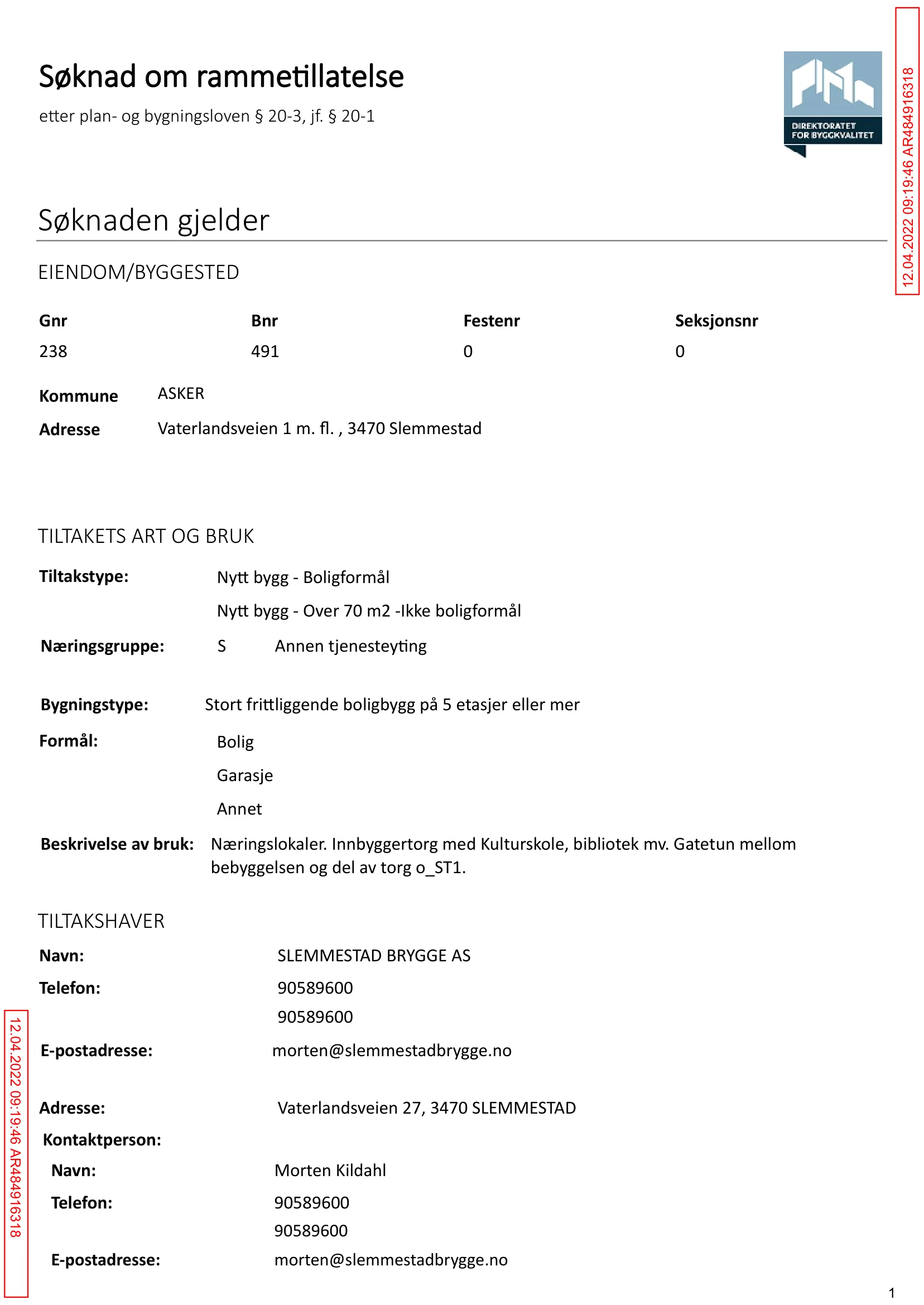 Søknad om rammetillatelse