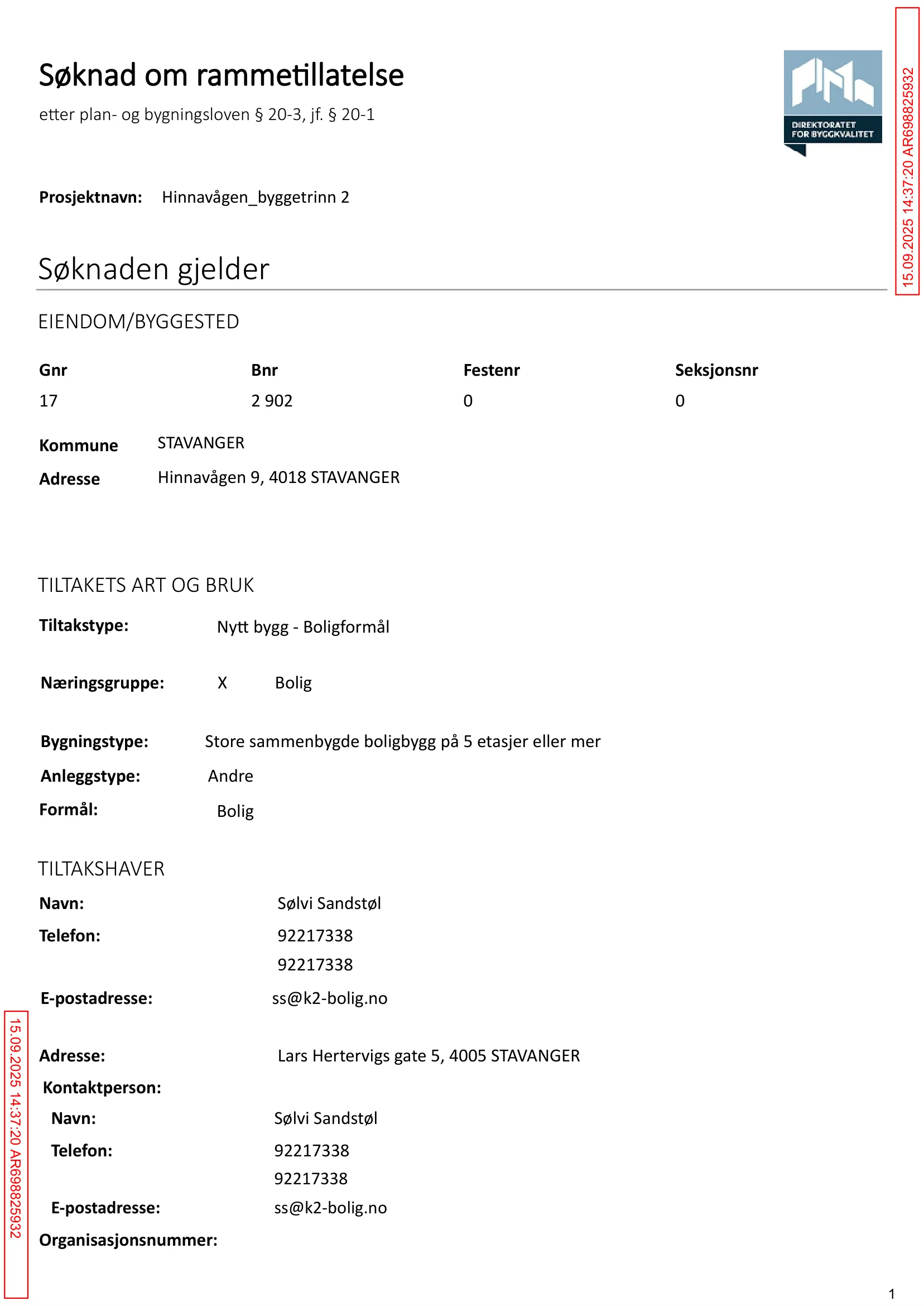 Søknad om rammetillatelse