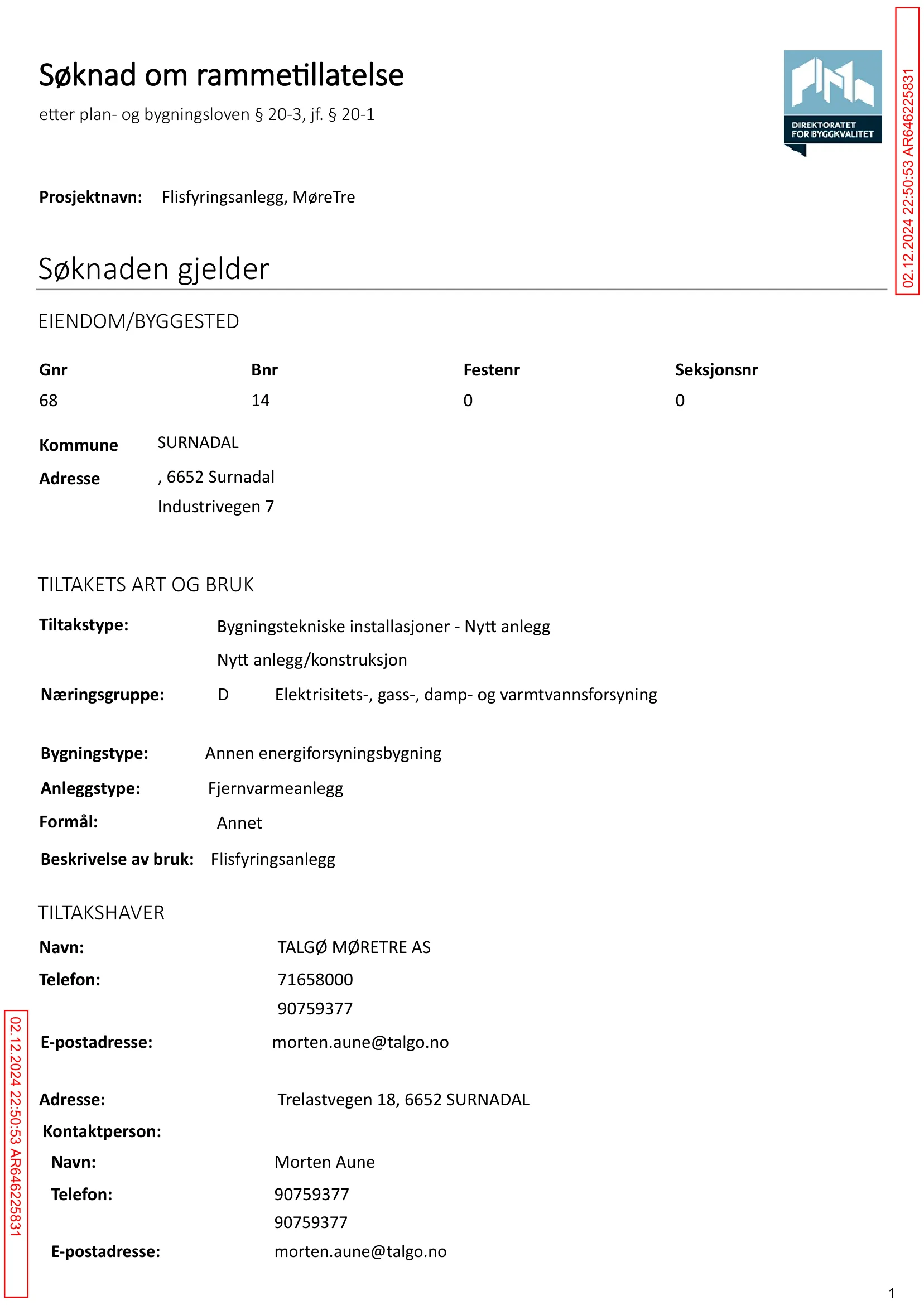 Søknad om rammetillatelse