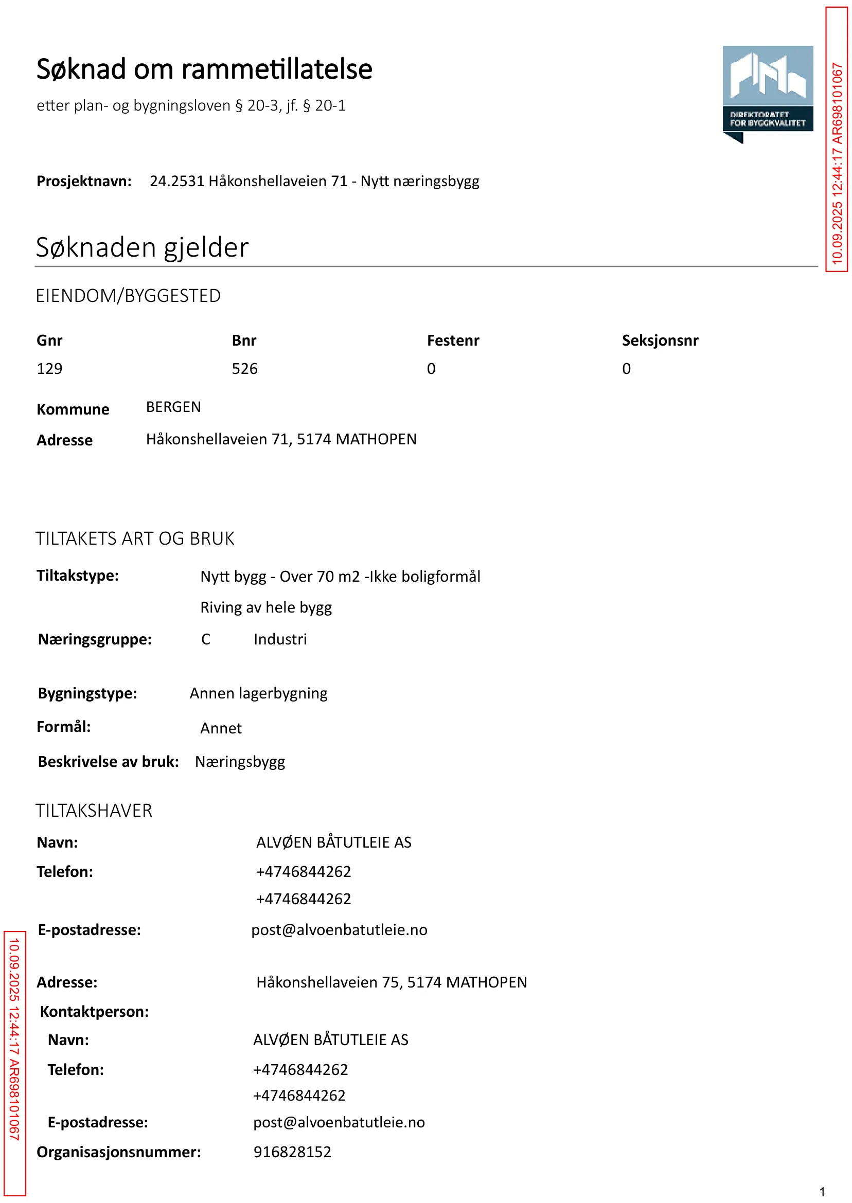 Søknad om rammetillatelse