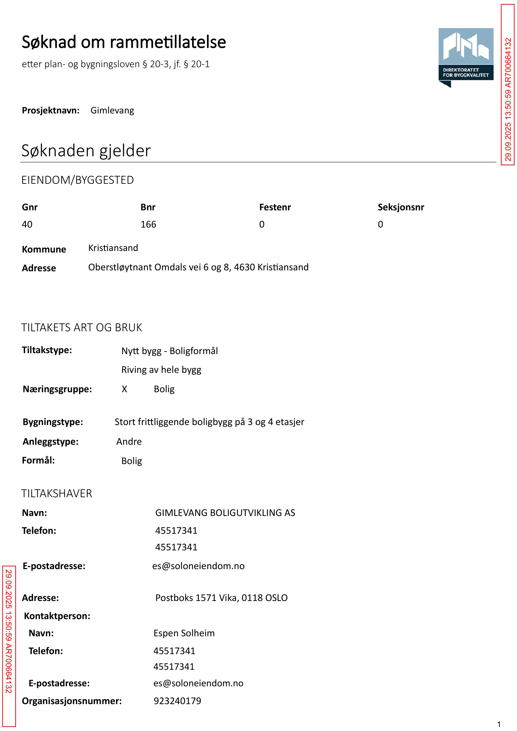 Søknad om rammetillatelse