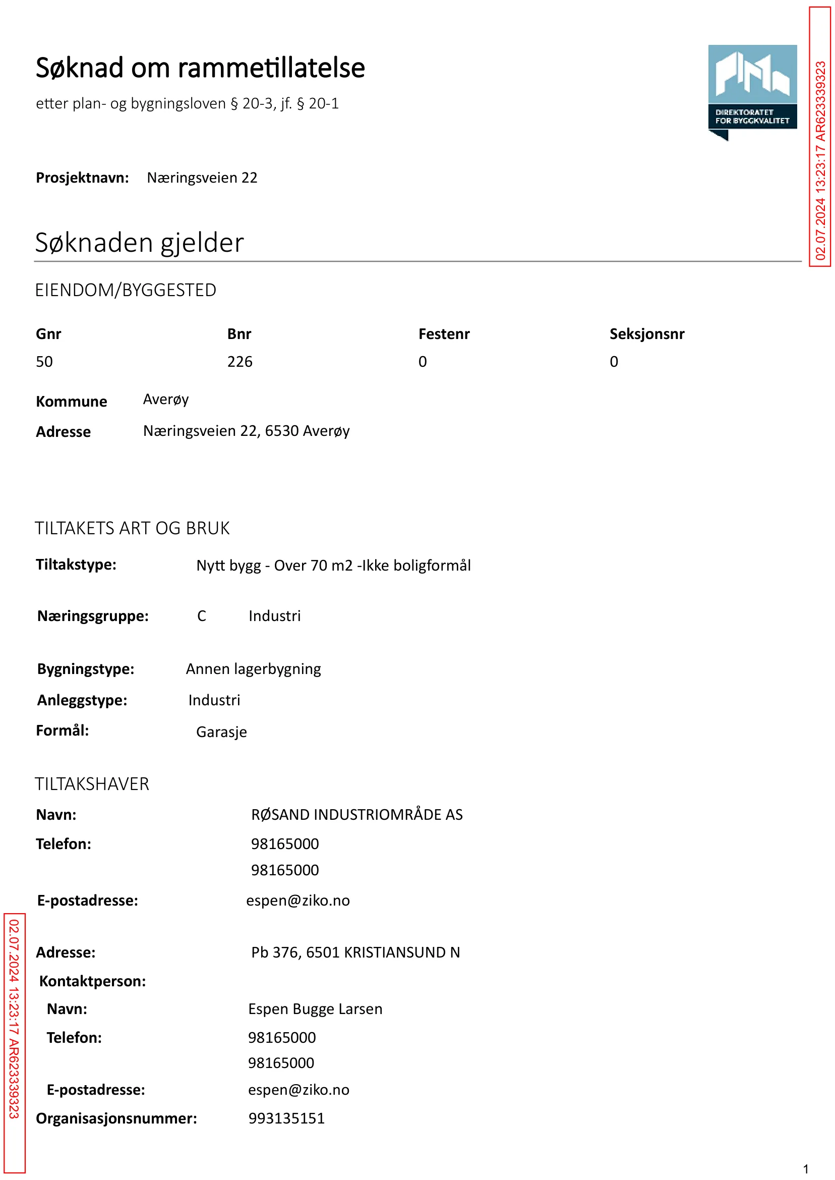 Søknad om rammetillatelse