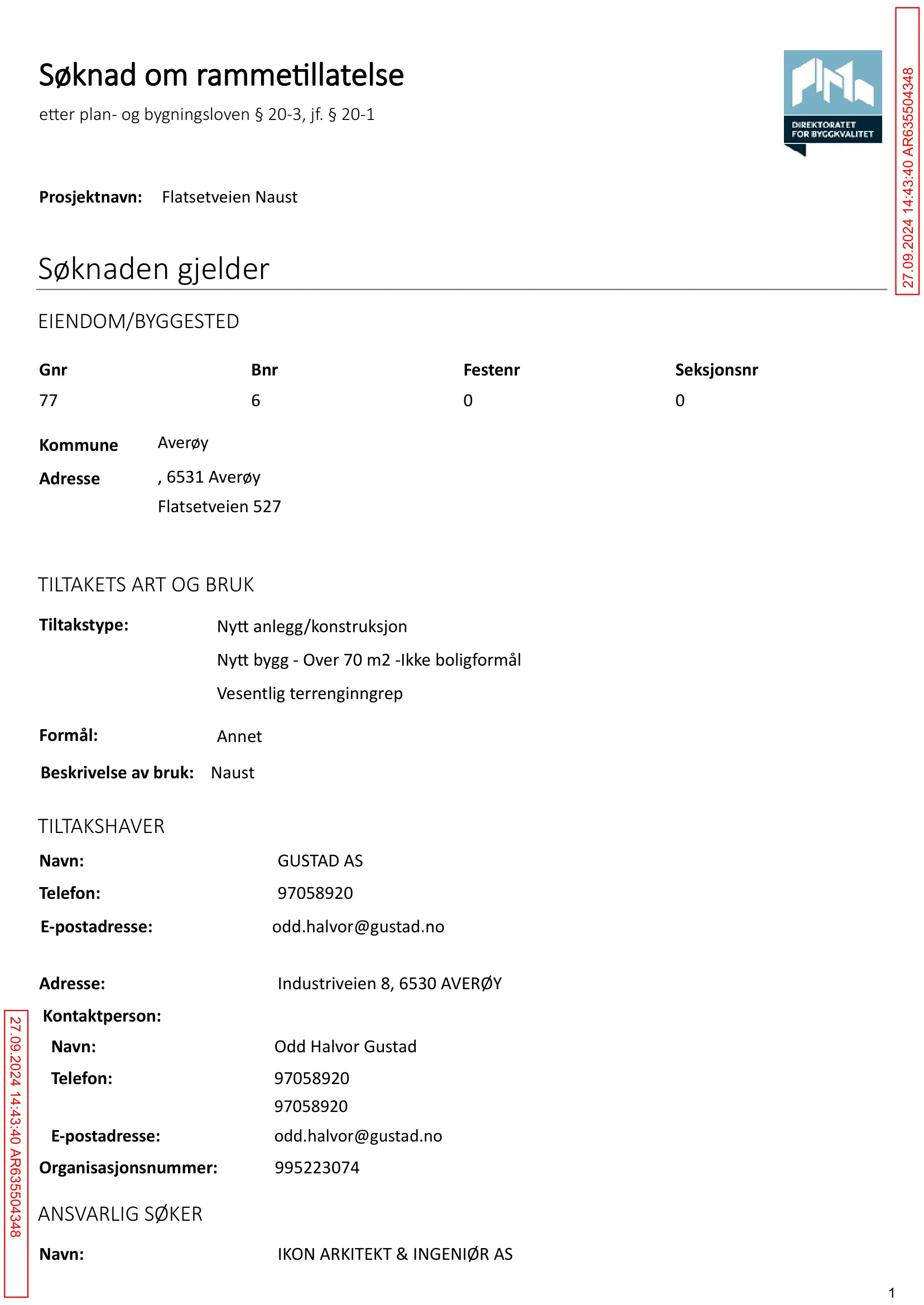 Søknad om rammetillatelse