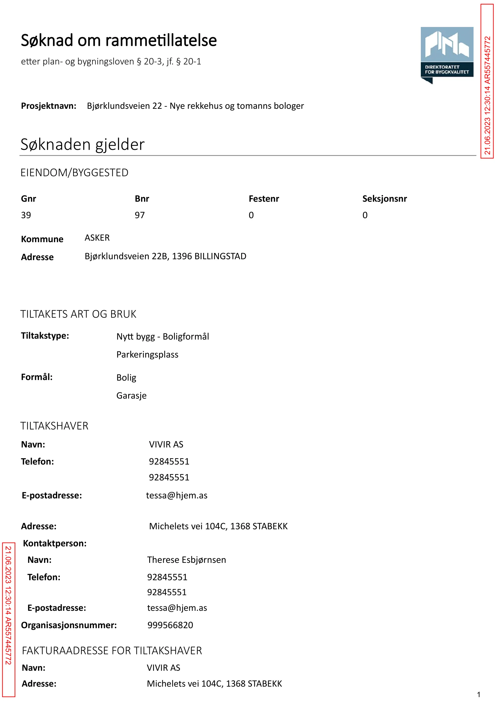 Søknad om rammetillatelse