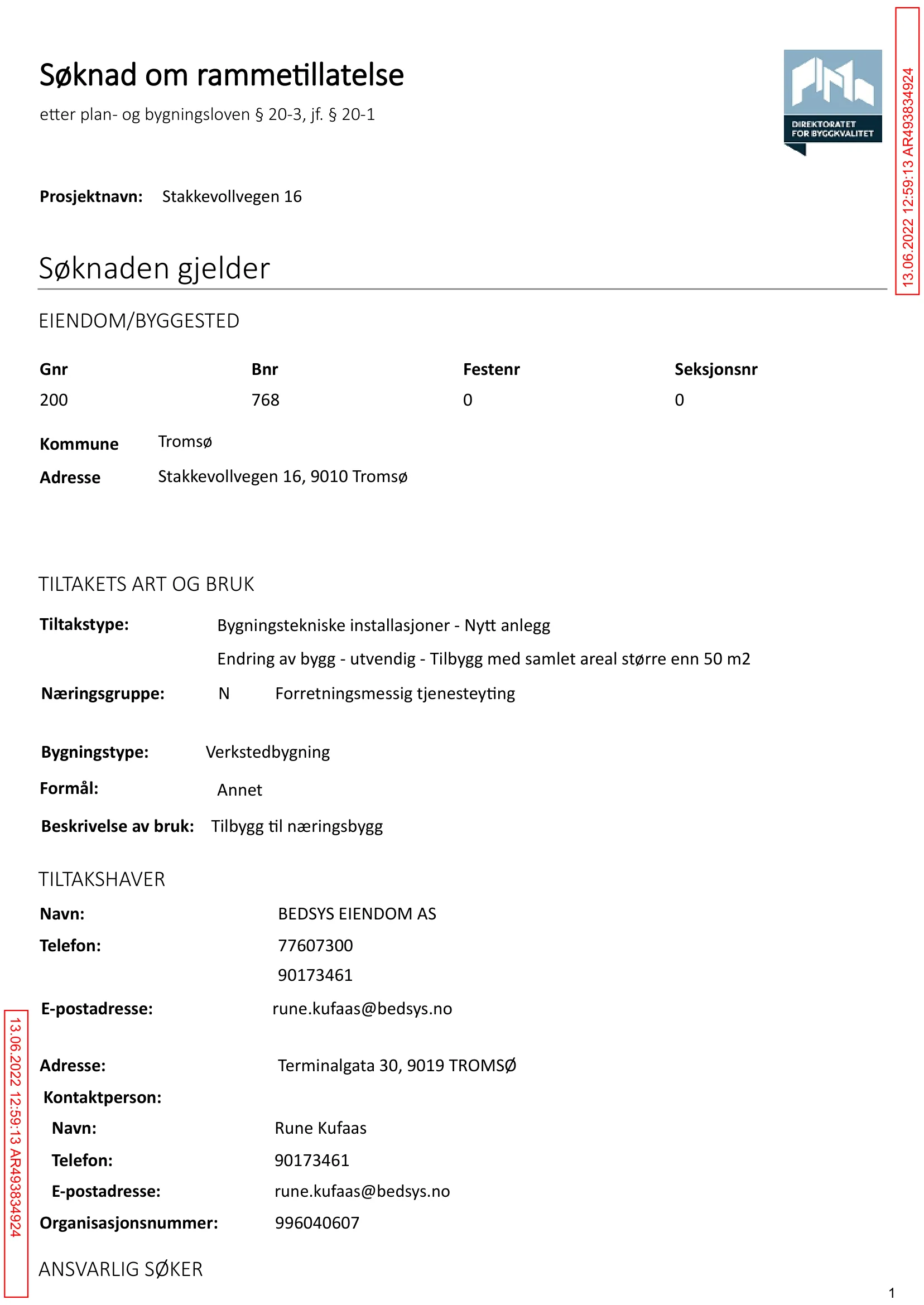 Søknad om rammetillatelse