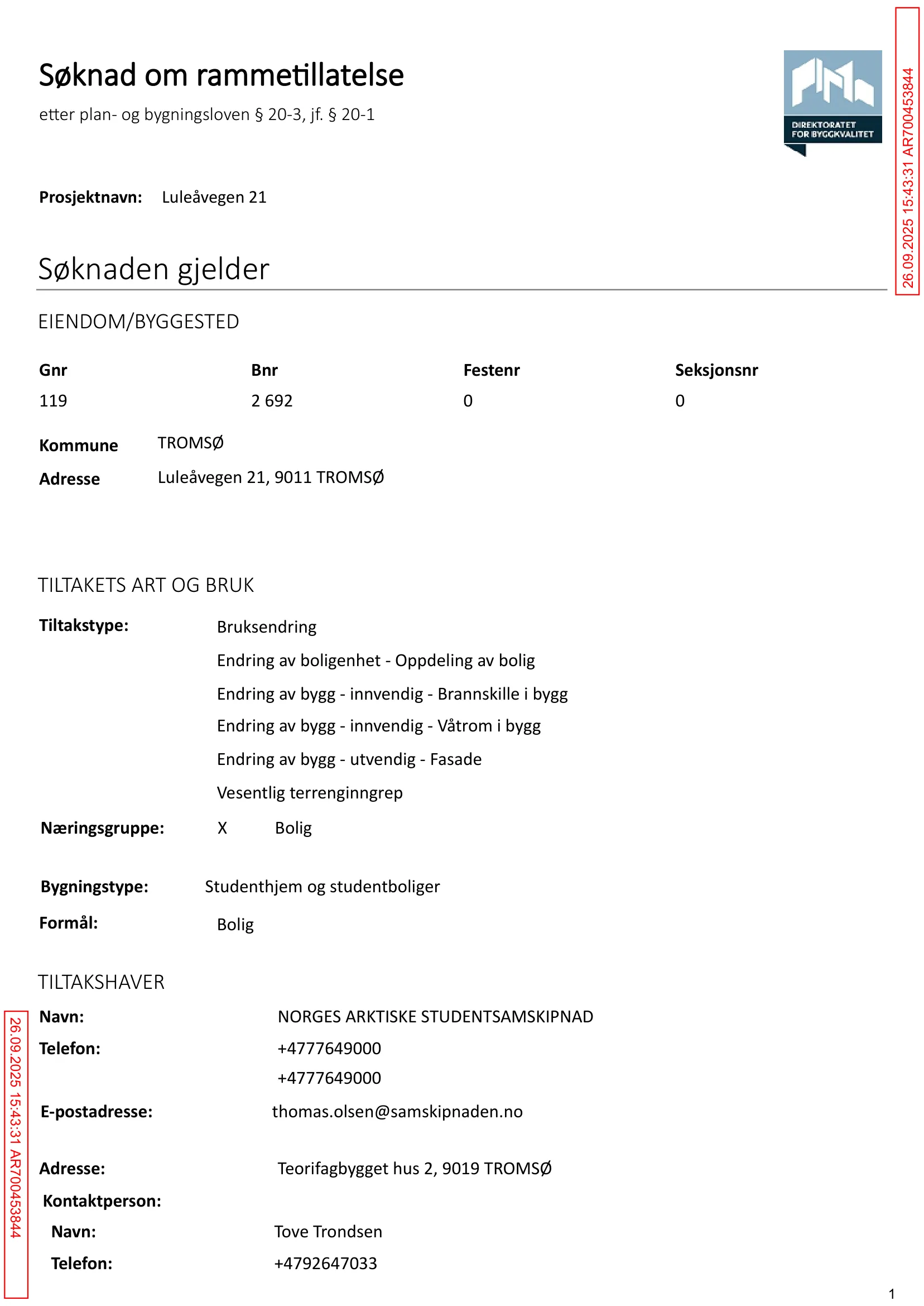 Søknad om rammetillatelse
