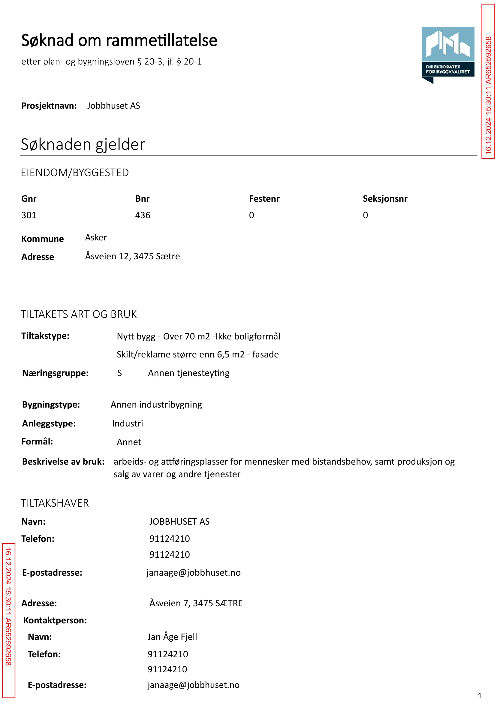 Søknad om rammetillatelse