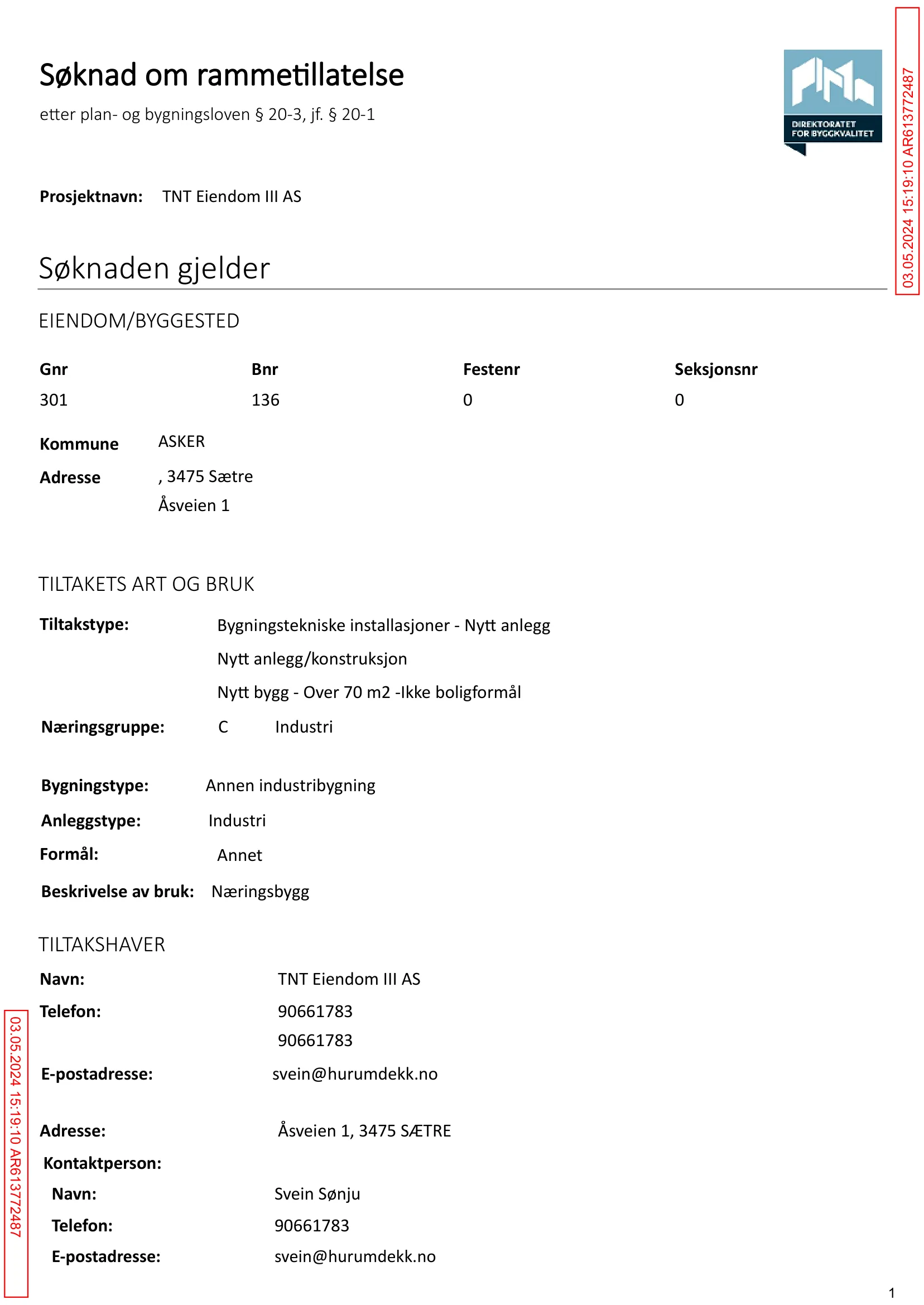 Søknad om rammetillatelse