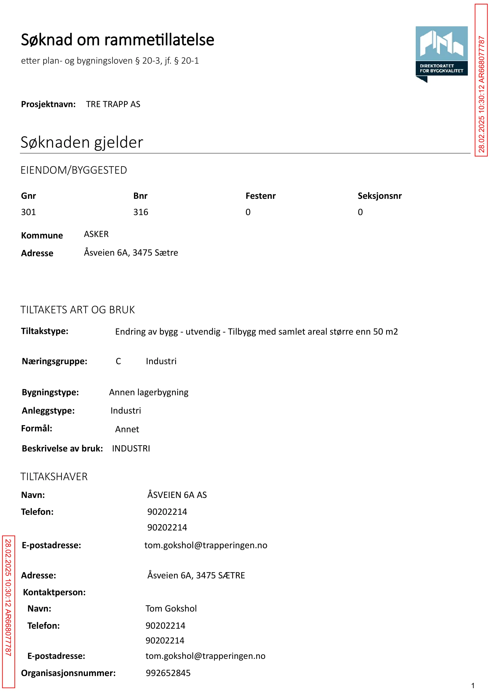 Søknad om rammetillatelse