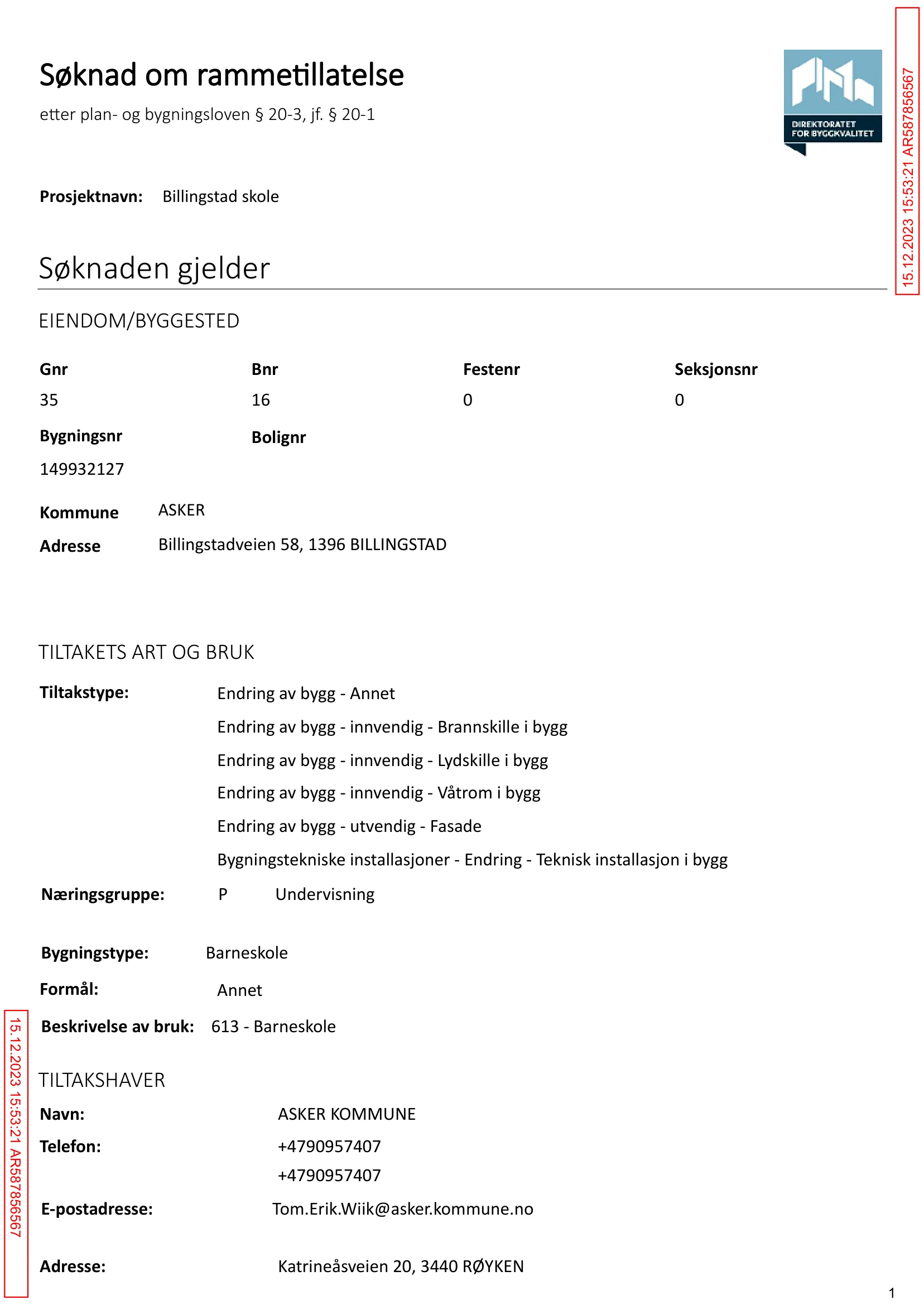 Søknad om rammetillatelse