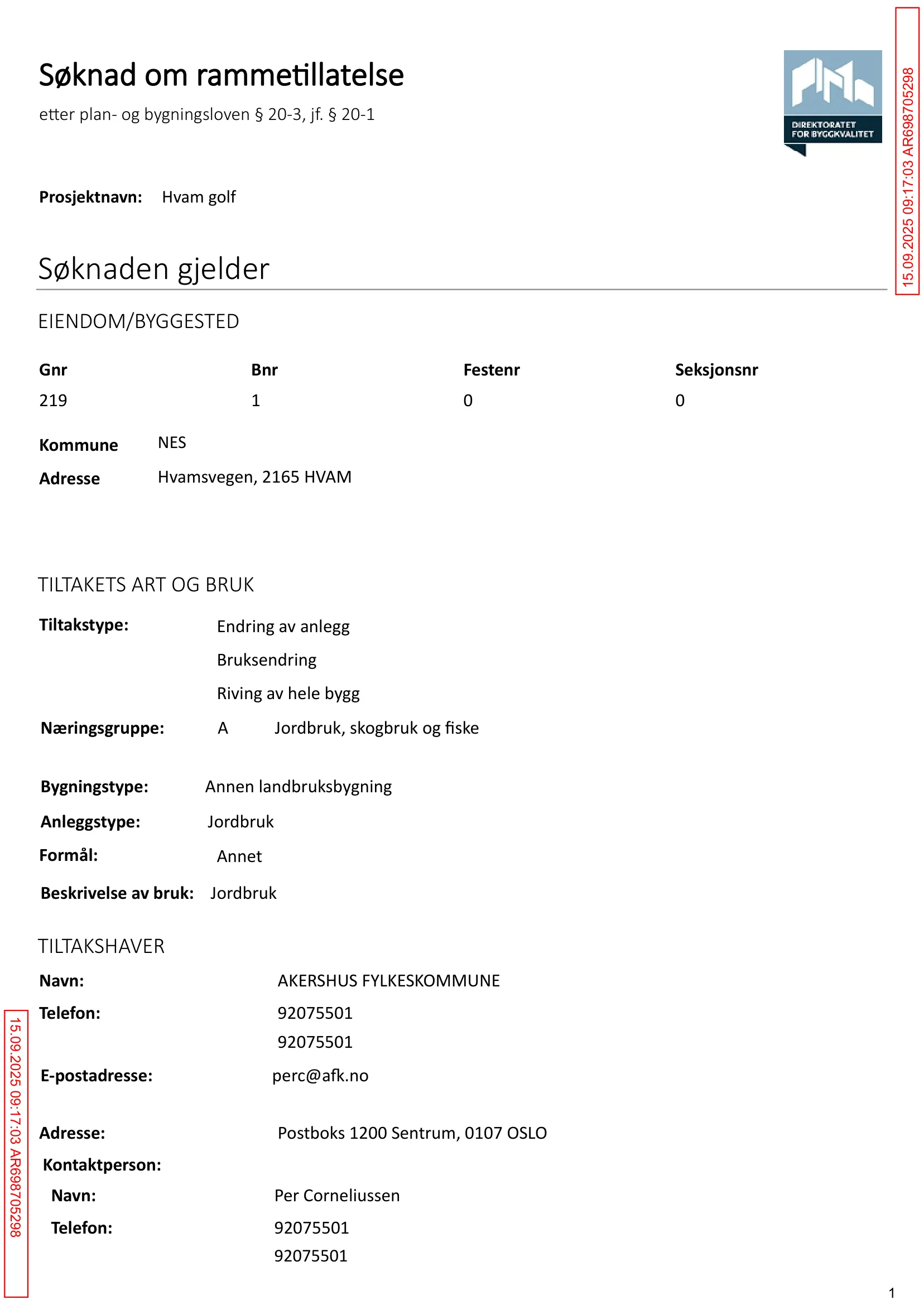 Søknad om rammetillatelse