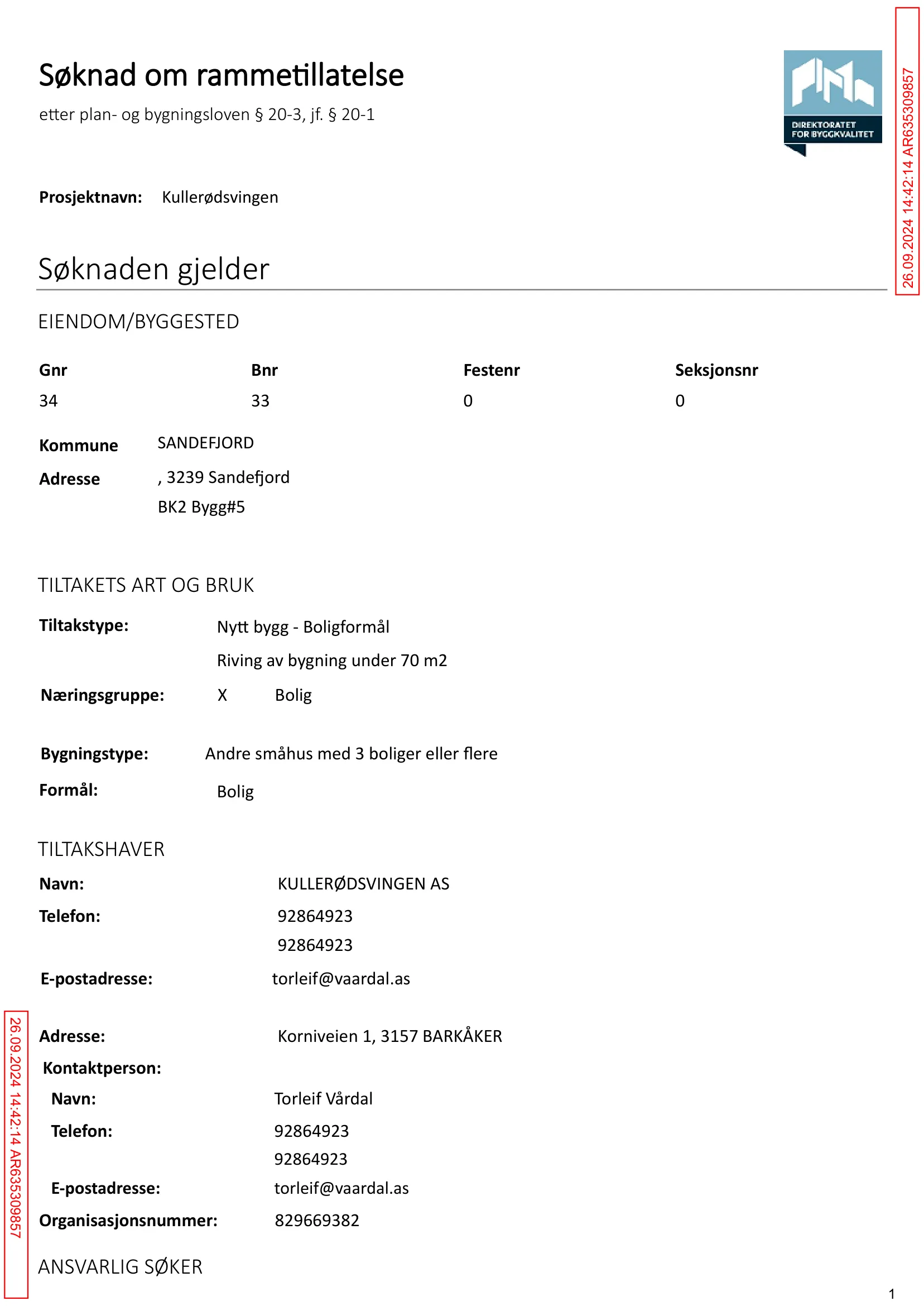 Søknad om rammetillatelse