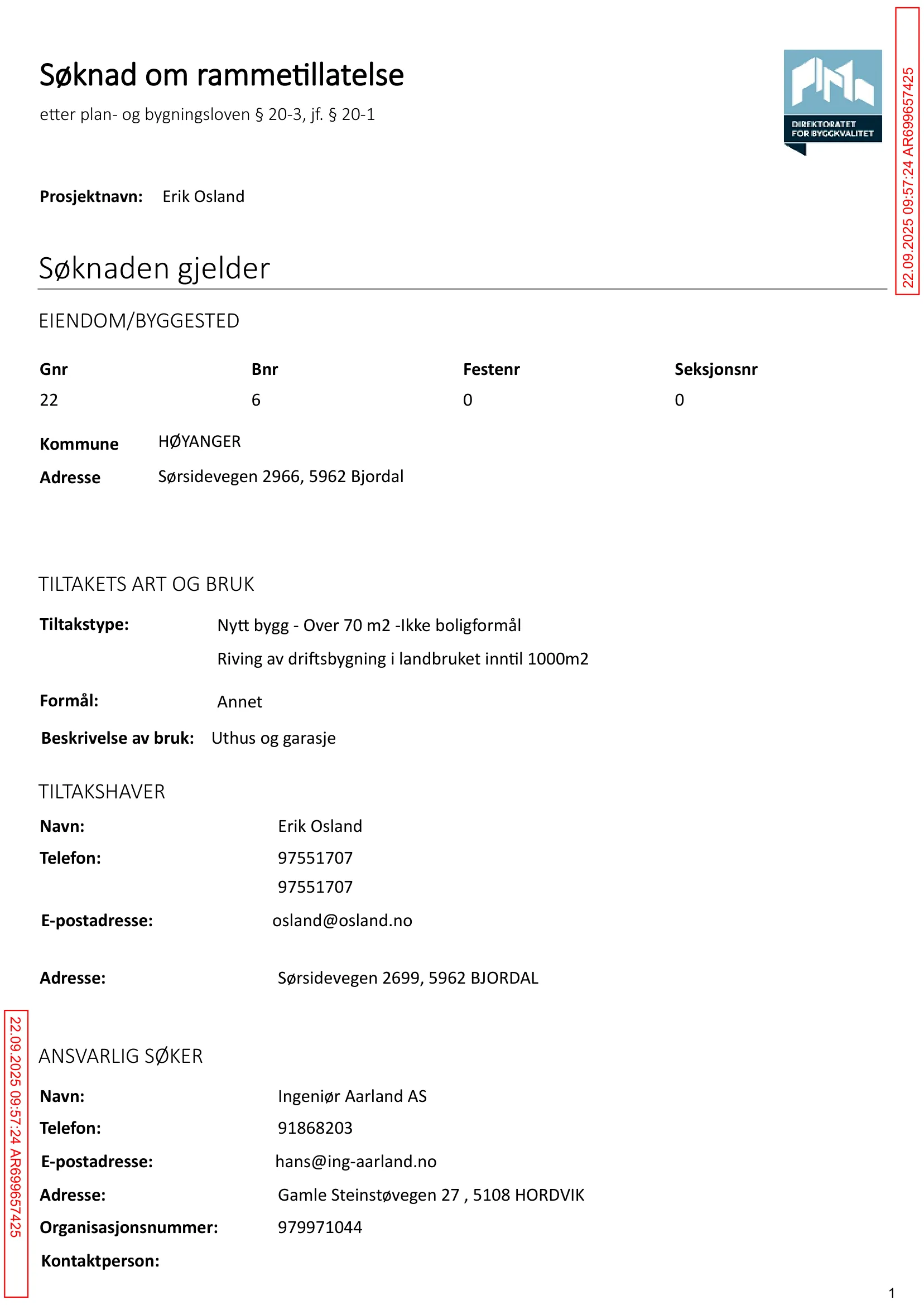 Søknad om rammetillatelse