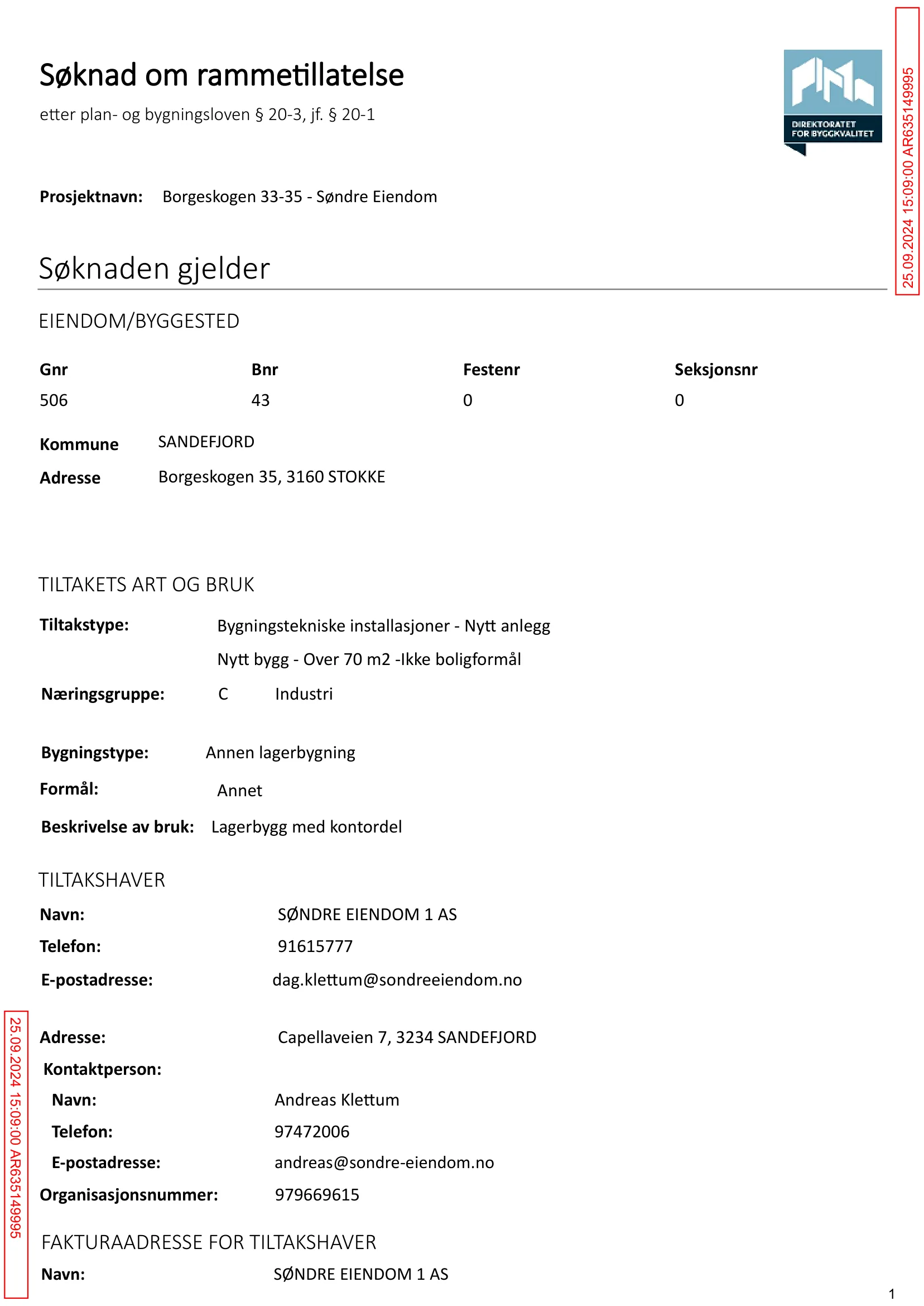 Søknad om rammetillatelse