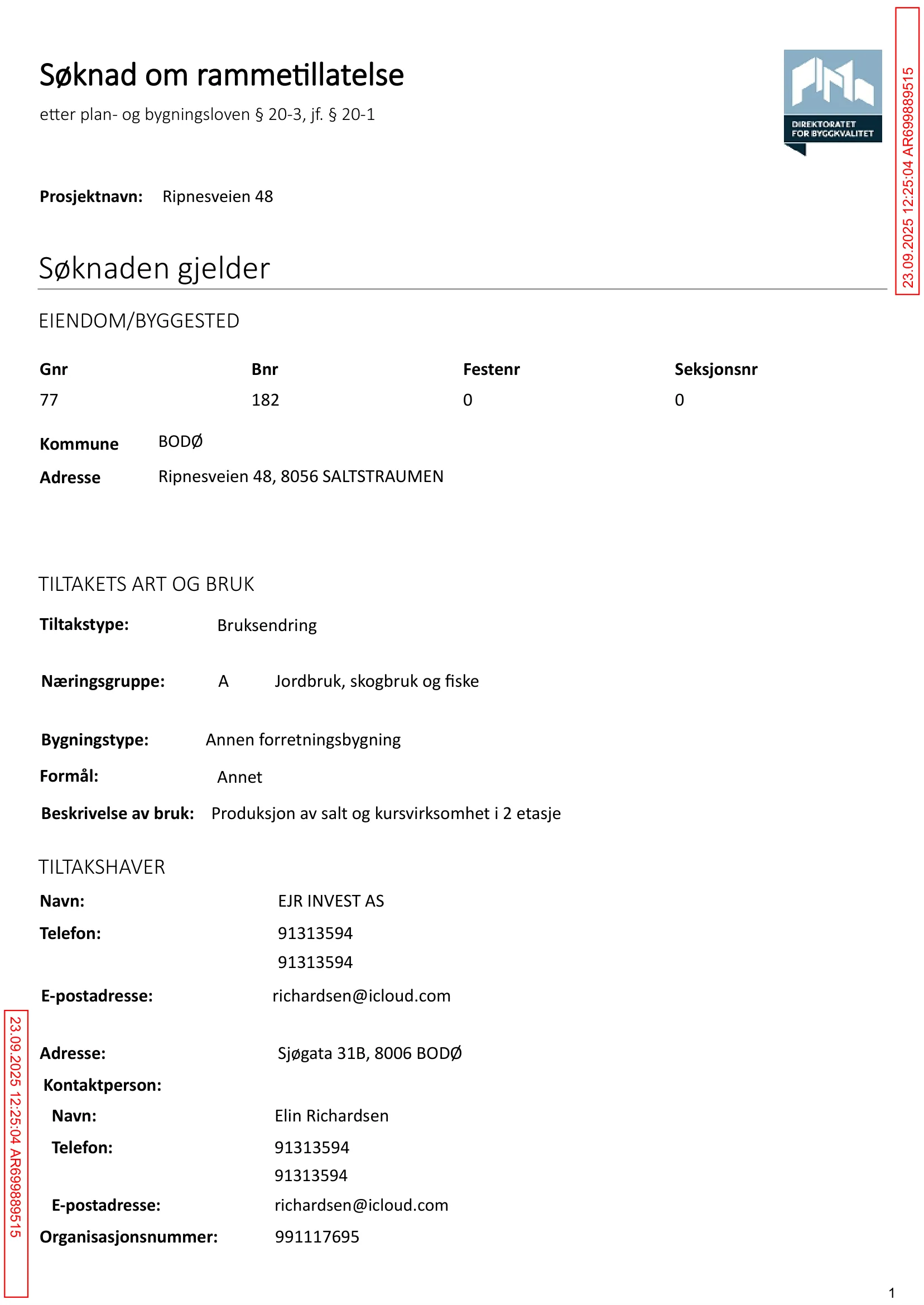 Søknad om rammetillatelse