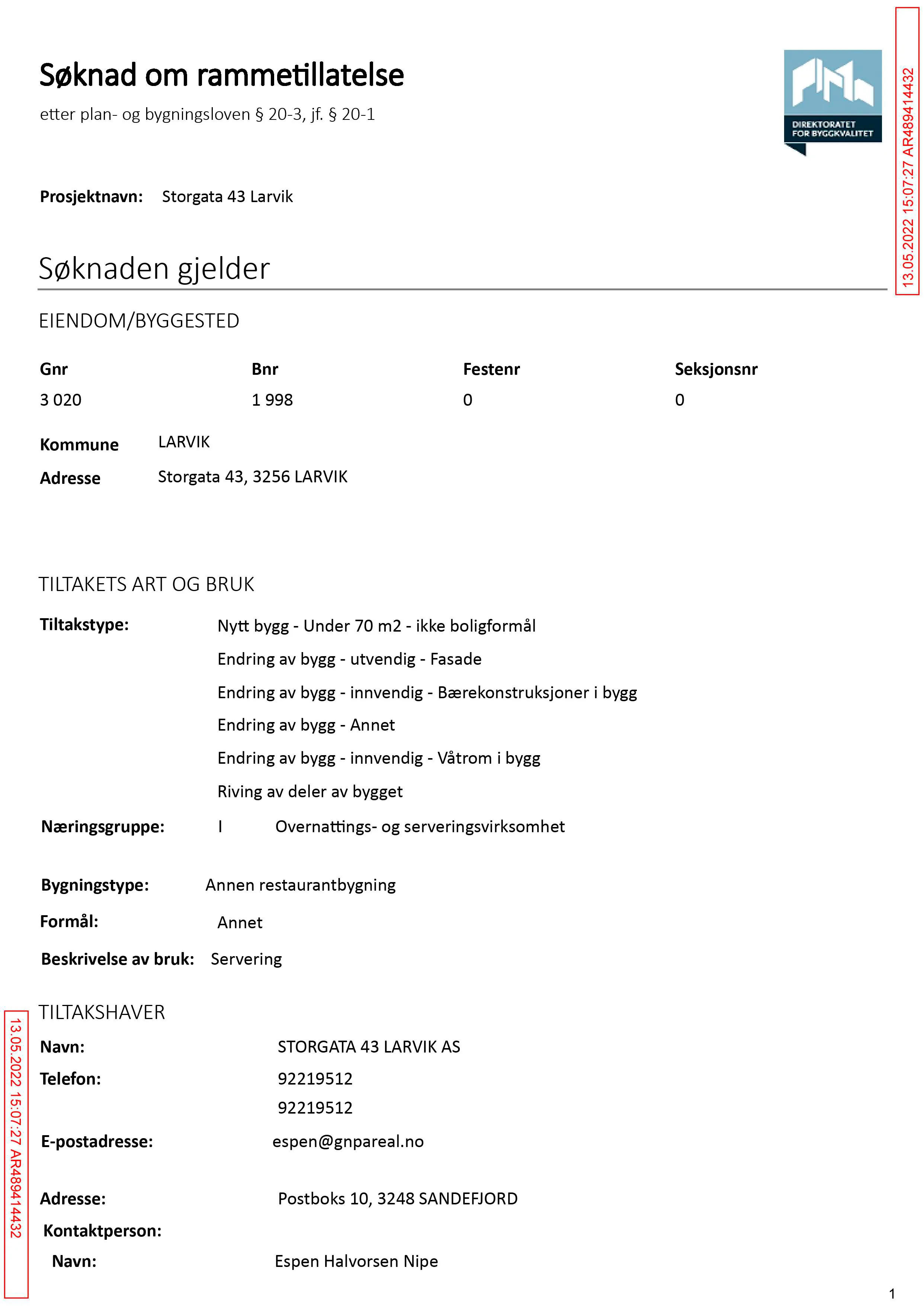 Søknad om rammetillatelse