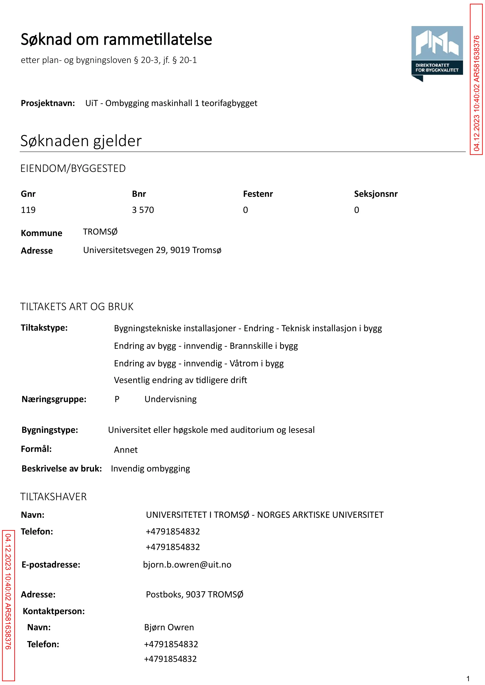 Søknad om rammetillatelse