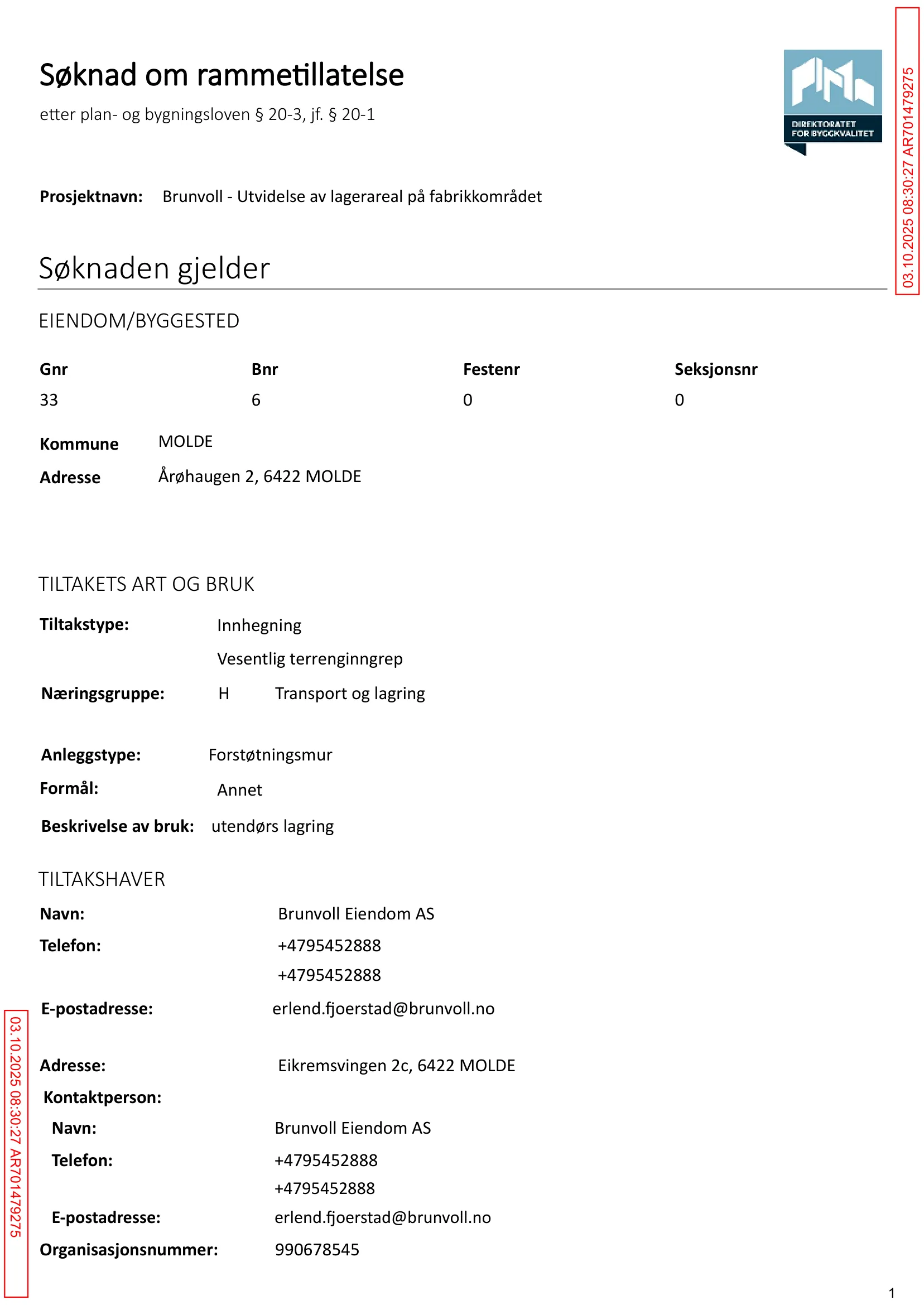 Søknad om rammetillatelse