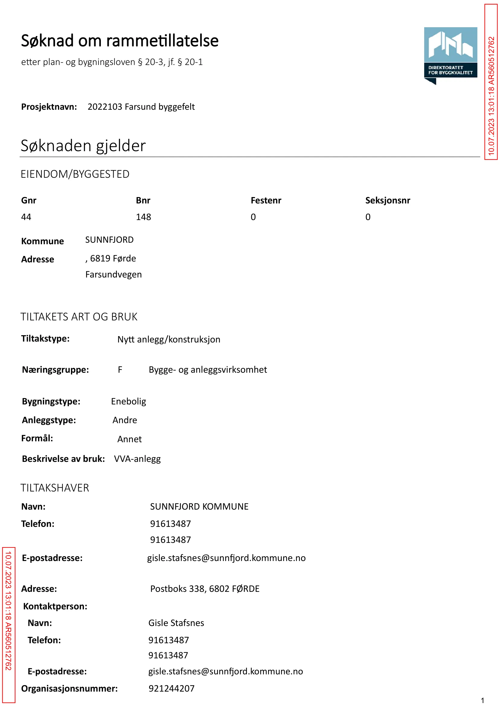 Søknad om rammetillatelse